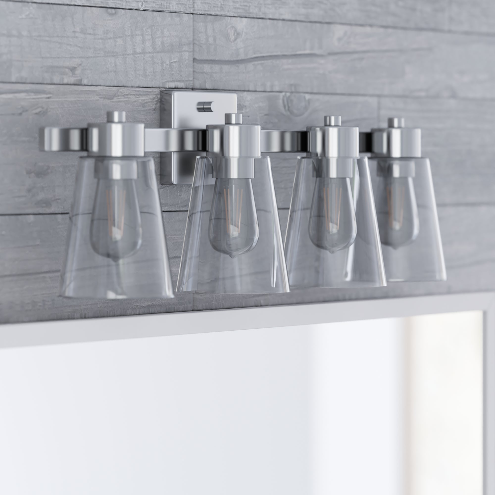Fairendale 4-Light Vanity Light Fixture with Clear Glass Shades in Brushed Nickel Finish - Perfect for Bathroom, Bedroom, or Dressing Room Lighting
