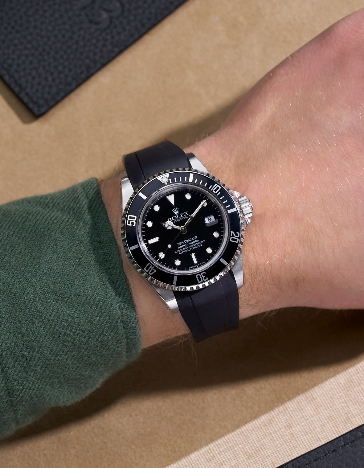 High-Quality FKM Rubber Watch Strap with Original Clasp for Rolex Sea Dweller 16600 - Durable, Comfortable & Waterproof for Diving, Swimming & Outdoor Activities