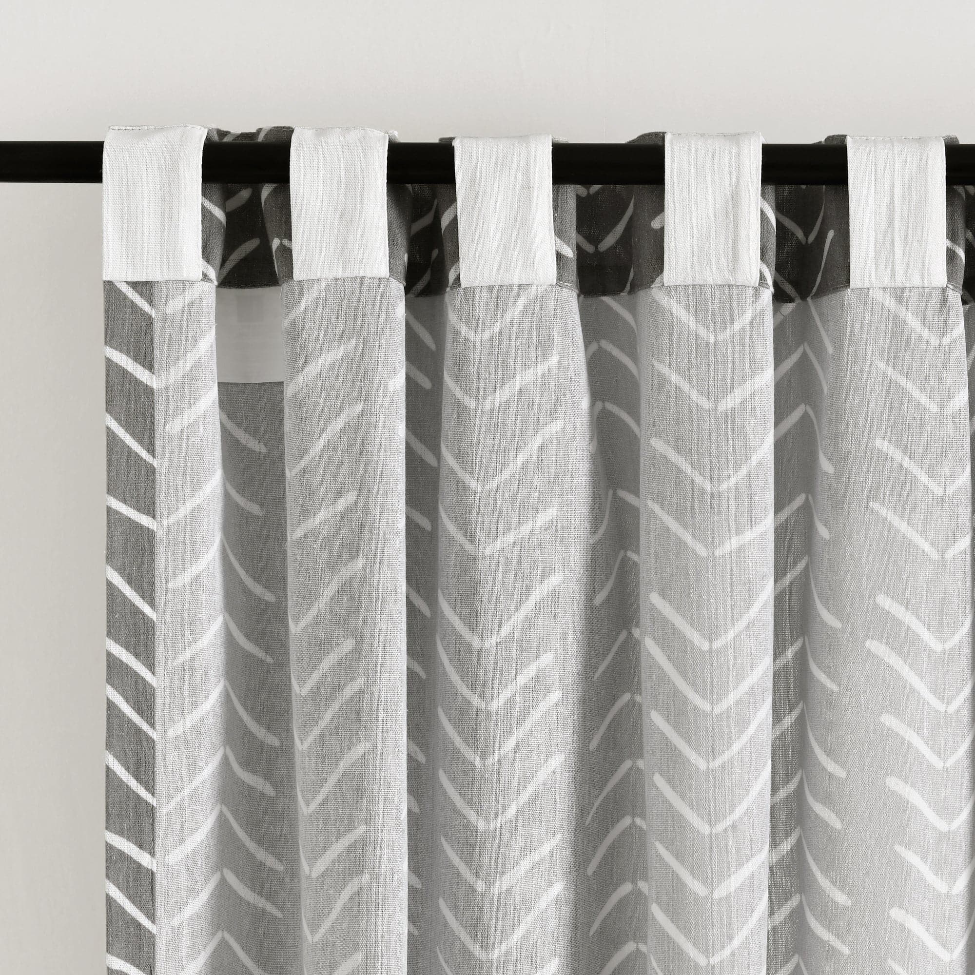 Hygge Modern Arrow Faux Linen Window Curtain Panel Set - Blackout Drapes for Living Room & Bedroom - Thermal Insulated Room Darkening Curtains for Home Decor