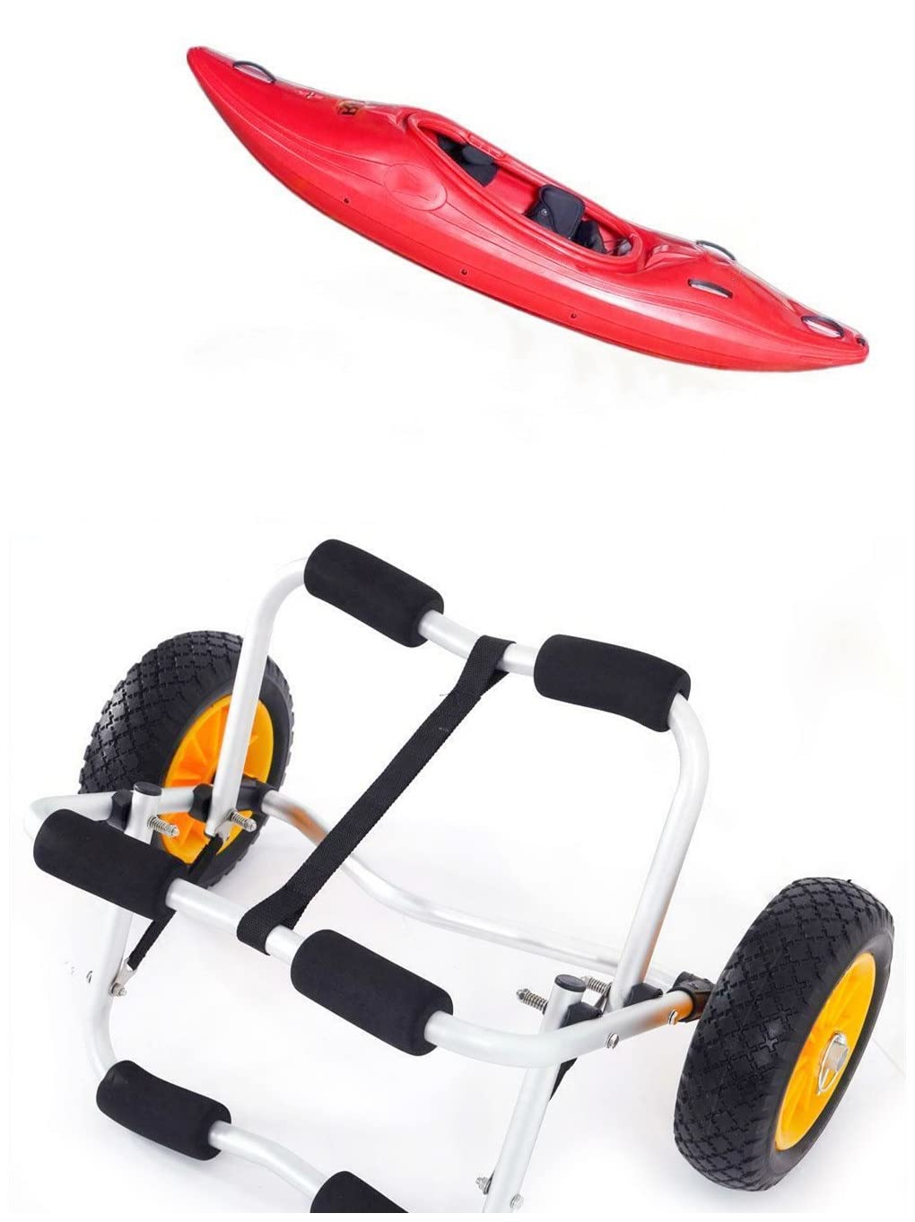 Collapsible Aluminum Kayak Cart with Wheels - Universal Canoe Dolly & Boat Trailer for Kayaking Accessories (27.95x16.54x4.72) - Perfect for Beach, Lake & River Transport