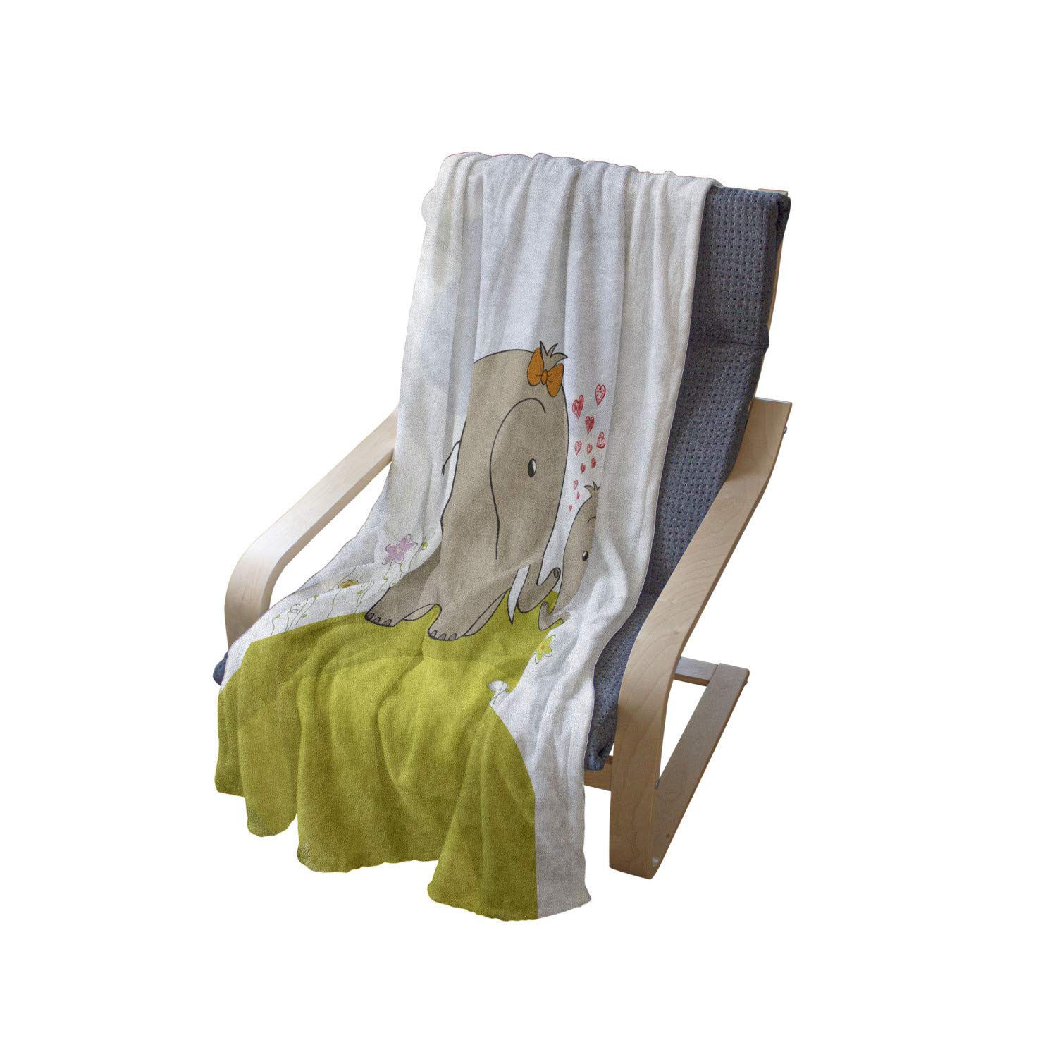 Ambesonne Cartoon Throw Blanket - Soft Flannel Fleece Accent Blanket with Mother Love Shower Design, 70x90 Inches, Pale Blue Green - Perfect for Sofa, Bed, Nursery & Gift Giving