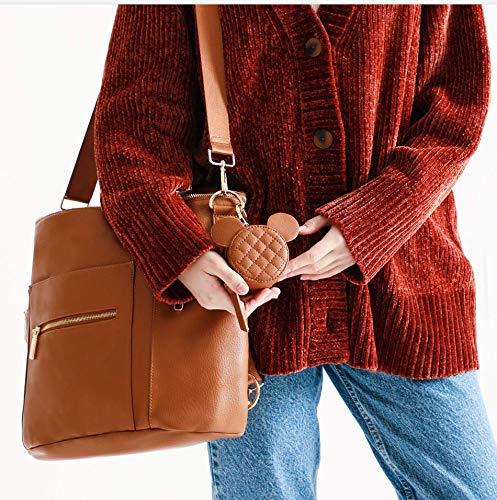 Miss Fong Genuine Leather Mini Diaper Bag Backpack - Compact Baby Carrier Purse with Pacifier Holder & Insulated Bottle Pocket - Perfect for New Moms, Travel & On-the-Go Parenting