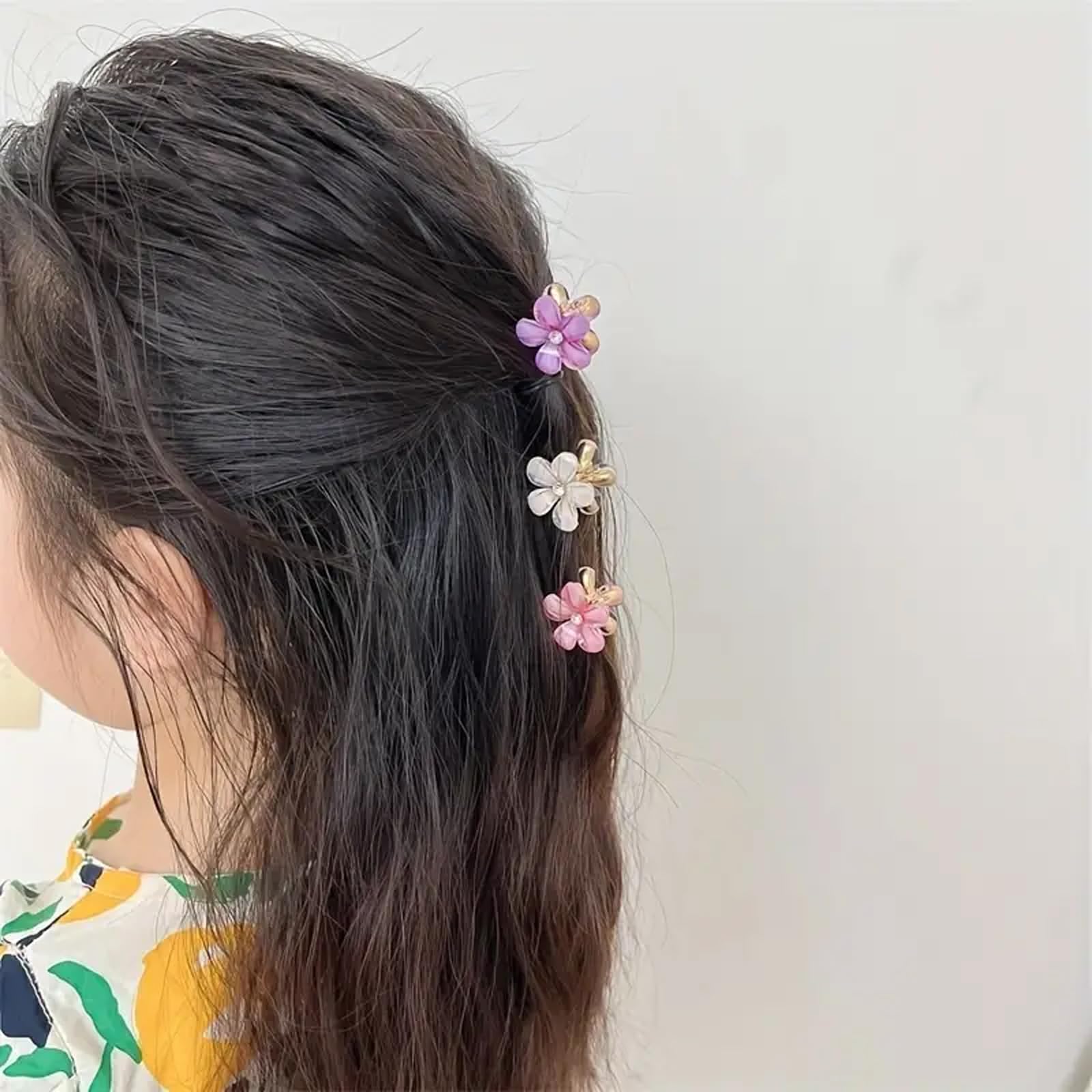 Crystal Rhinestone Hair Claw Clips for Women & Girls - Non-Slip Grip for Thick Hair - Flower Design Hair Clips Set - Perfect for School, Work, and Special Occasions