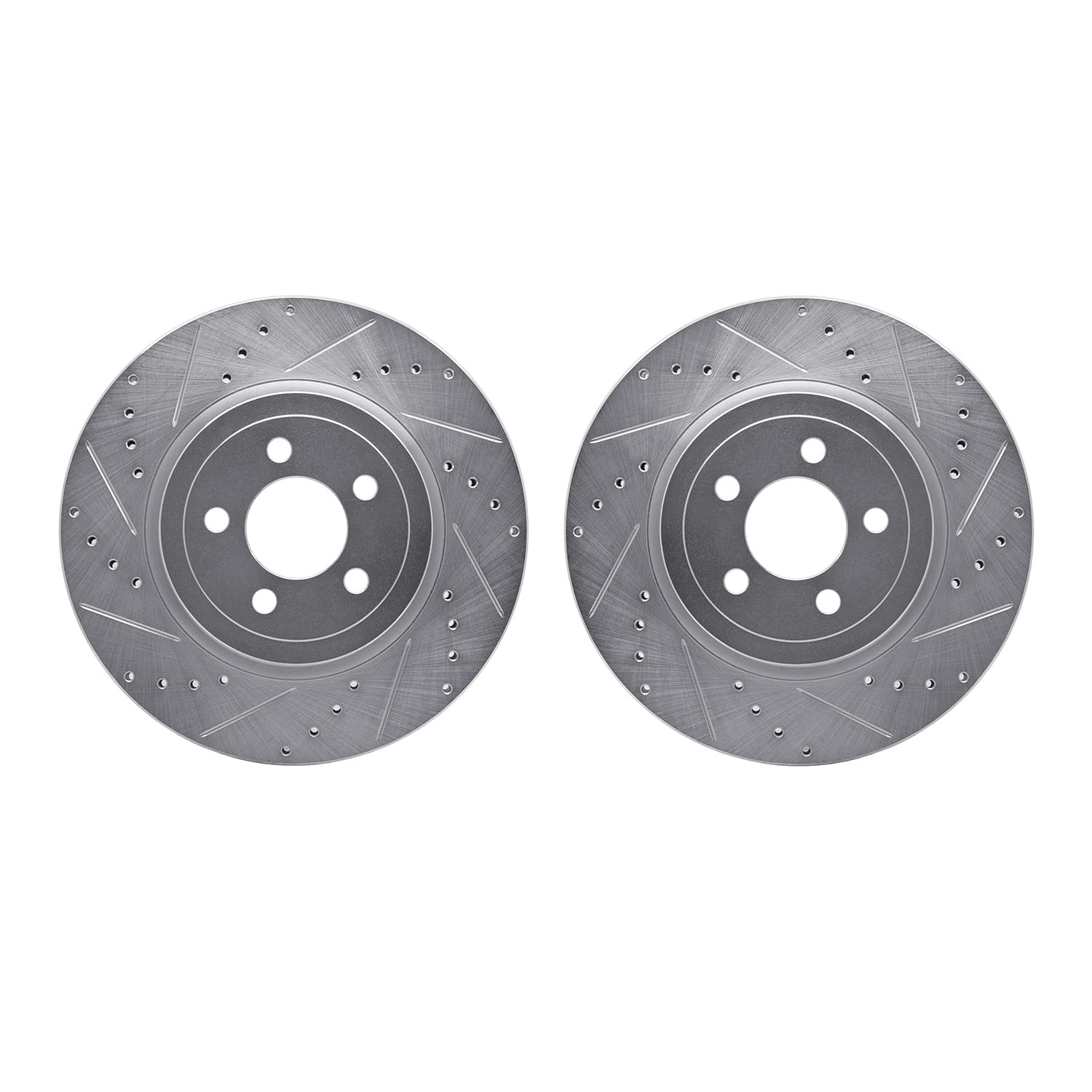 Dynamic Friction Company Front Brake Rotors - Drilled & Slotted Performance Brake Discs - Compatible with 2005-2023 Chrysler 300, 2009-2023 Dodge Challenger, 2006-2023 Dodge Charger - Perfect for High-Performance Driving & Daily Commuting