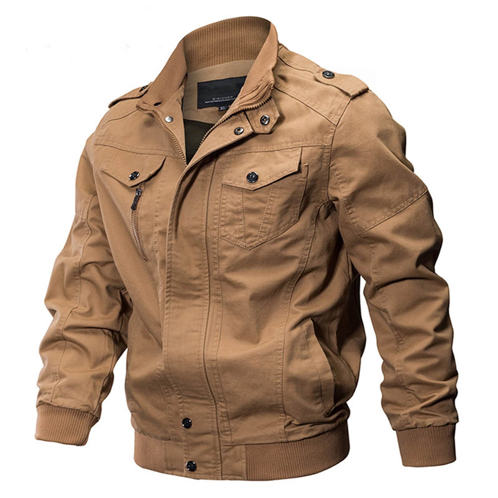 Men's Military Style Overcoat - Solid Color Lapel Long Sleeve Thickened Winter & Summer Rain Jacket | Waterproof Windbreaker for Outdoor Activities, Workwear, and Casual Wear