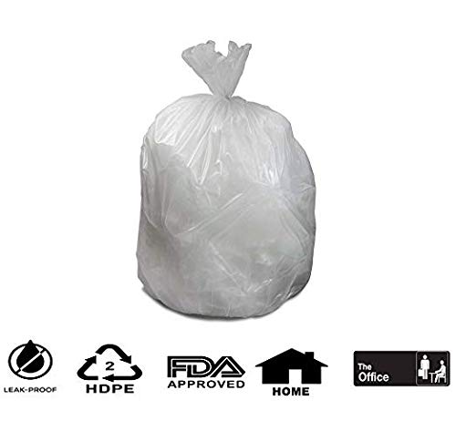 30 Liter Kitchen Trash Bags (200 Count, 4 Rolls) - 21.6 x 23.6 Inch Clear White Heavy Duty Garbage Bags for 8 Gallon Trash Cans | Perfect for Home, Office, Kitchen & Bathroom Waste Disposal