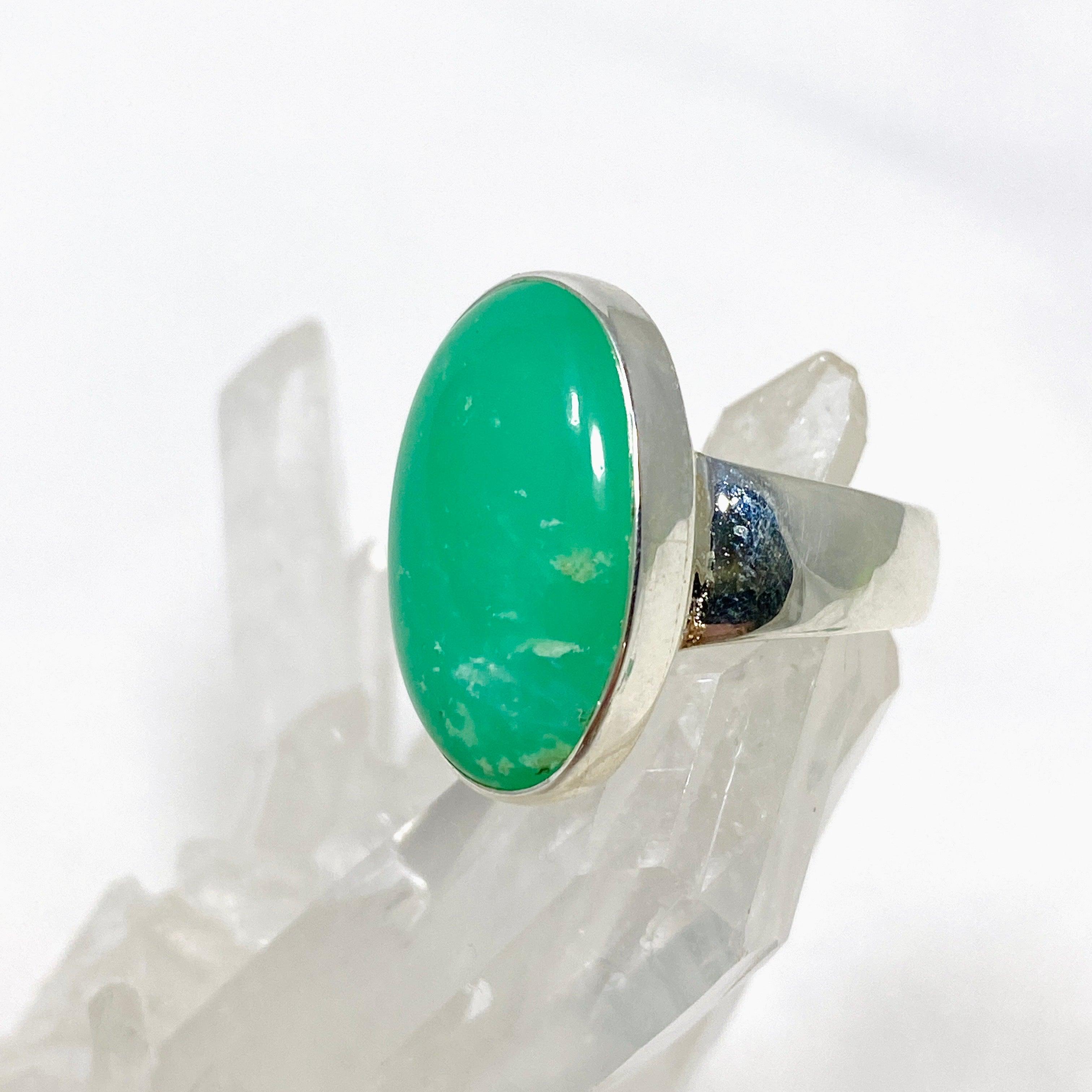Chrysoprase Oval Ring Size 7 - 925 Sterling Silver Women's Jewelry KRGJ3240 | Perfect for Weddings, Parties & Everyday Elegance