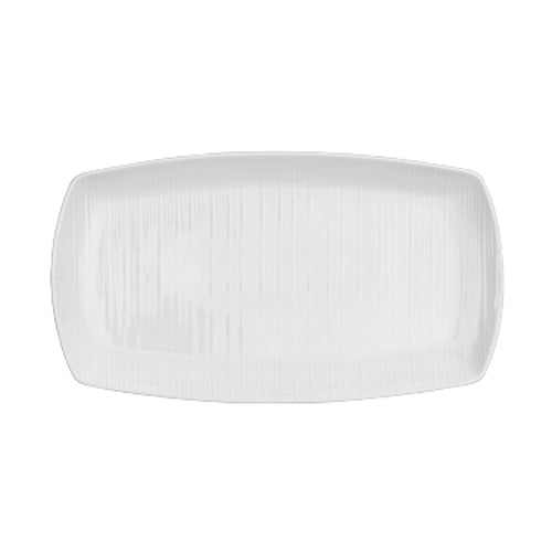 Alani 020636 Embossed Rectangular Serving Platter - 14 x 7.75 Inches - Set of 6 - Elegant Dinnerware for Parties, Holidays & Entertaining