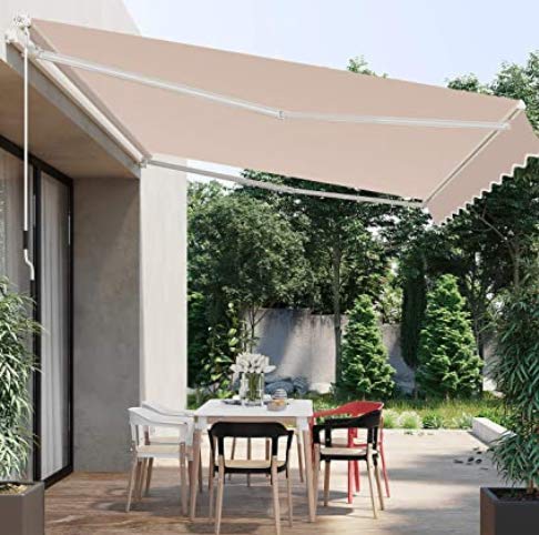 Paramondo 10'×8' Retractable Patio Awning - Sun Shade Canopy for Outdoor Deck, Garden, and Poolside - UV Protection & Weather Resistant