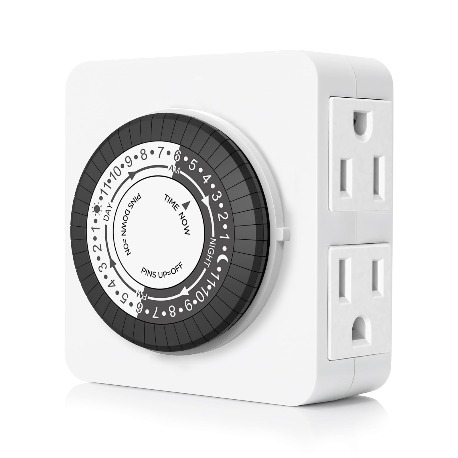 24-Hour Dual Outlet Timer for Indoor Electrical Outlets - 125V 15A ETL Listed - Perfect for Christmas Trees, Lamps & Holiday Decorations (Daily Cycle Light Timer, 3-Prong Plug)