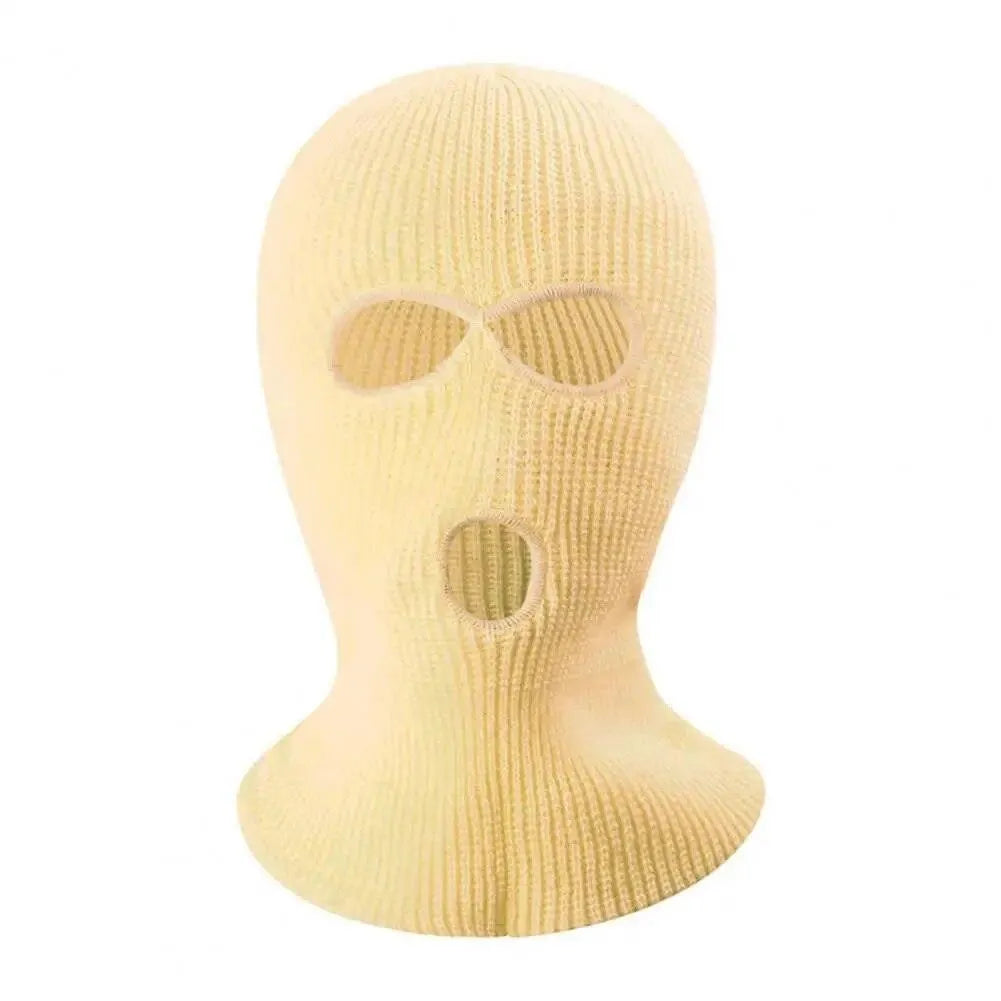 3 Hole Knit Ski Mask Balaclava - Winter Full Face Cover with Heart Embroidery - Thermal Neck Warmer for Cycling, Skiing & Outdoor Activities - Y2K Fashion Face Mask for Cold Weather Protection