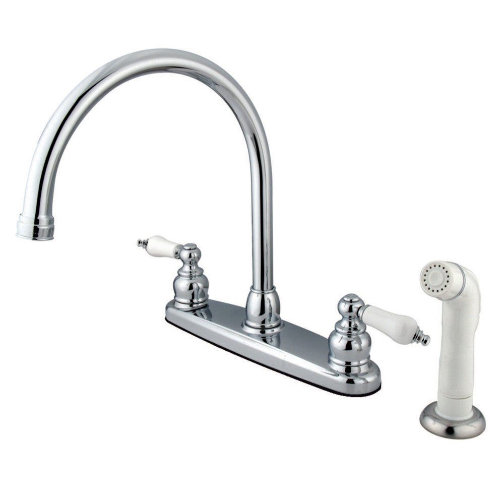 Kingston Brass KB728 Vintage Centerset Kitchen Faucet - Classic Pull-Down Sprayer with Ceramic Disc Valves for Modern Farmhouse & Rustic Kitchens | Perfect for Cooking, Washing Dishes & Food Prep