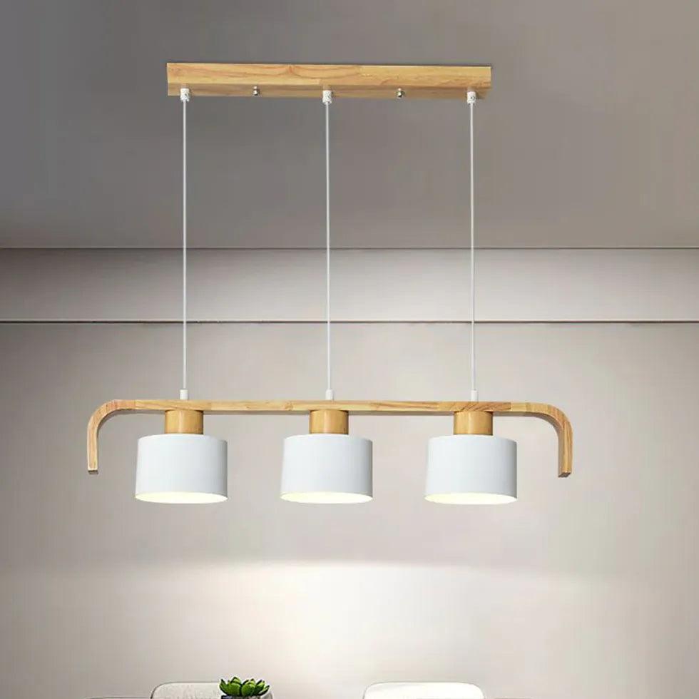 Modern Wooden Pendant Light for Dining Room - Segmented Design, Farmhouse & Rustic Chandelier - Perfect for Kitchen Island, Breakfast Nook & Entryway Lighting