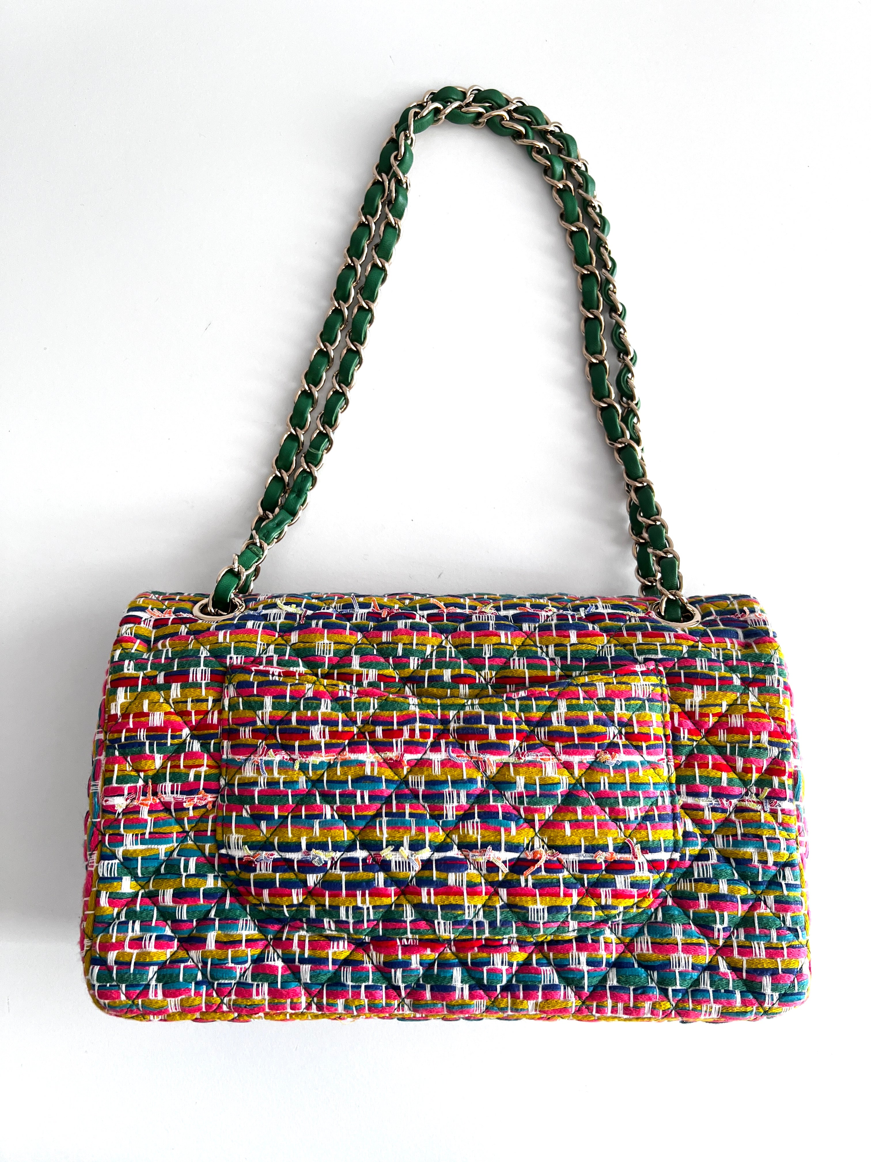 Chanel Rainbow Boucle Tweed Medium Classic Double Flap Bag - Luxury Designer Handbag for Women, Perfect for Parties, Weddings & Special Occasions
