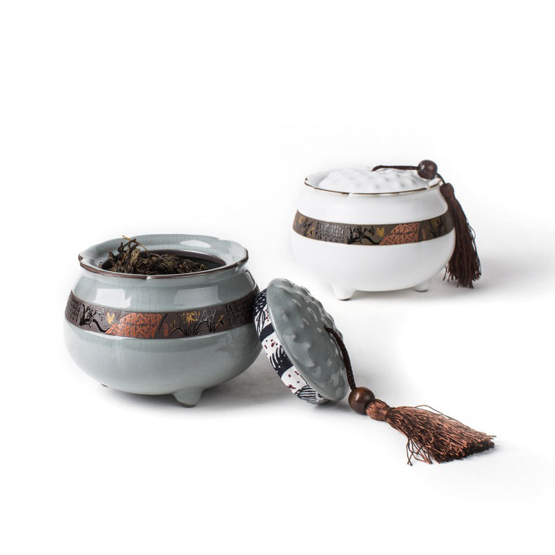 Exquisite Lotus-Shaped Ge Kiln Ceramic Tea Caddy - Premium Handmade Chinese Tea Storage Container for Loose Leaf Tea - Perfect for Home, Office & Tea Ceremony Use