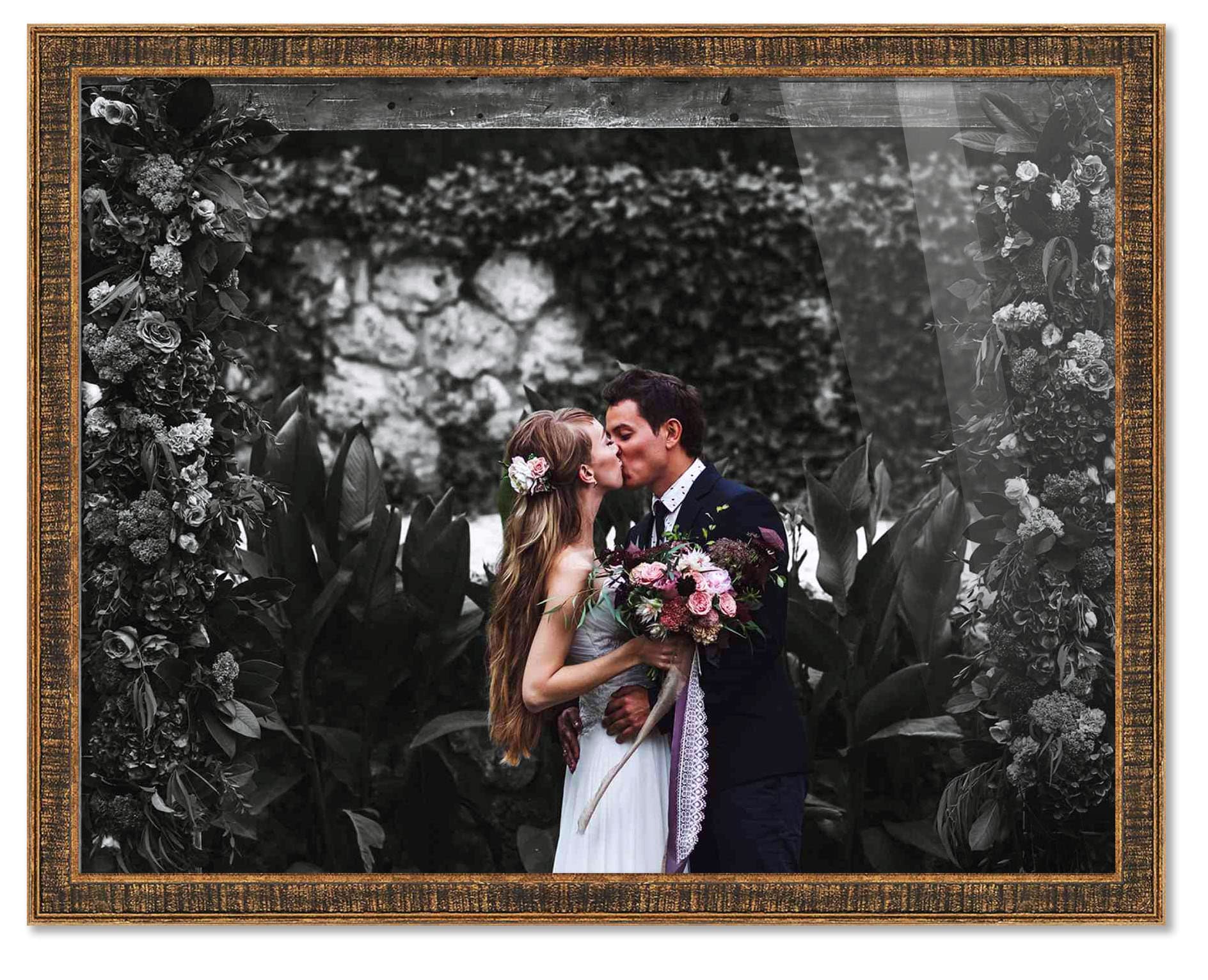 24x49 Inch Gold Wood Picture Frame - Shatterproof UV Acrylic Front & Acid-Free Backing - Modern Wall Photo Frame for Family Portraits, Artwork, and Home Decor - Includes Hanging Hardware - No Mat Included