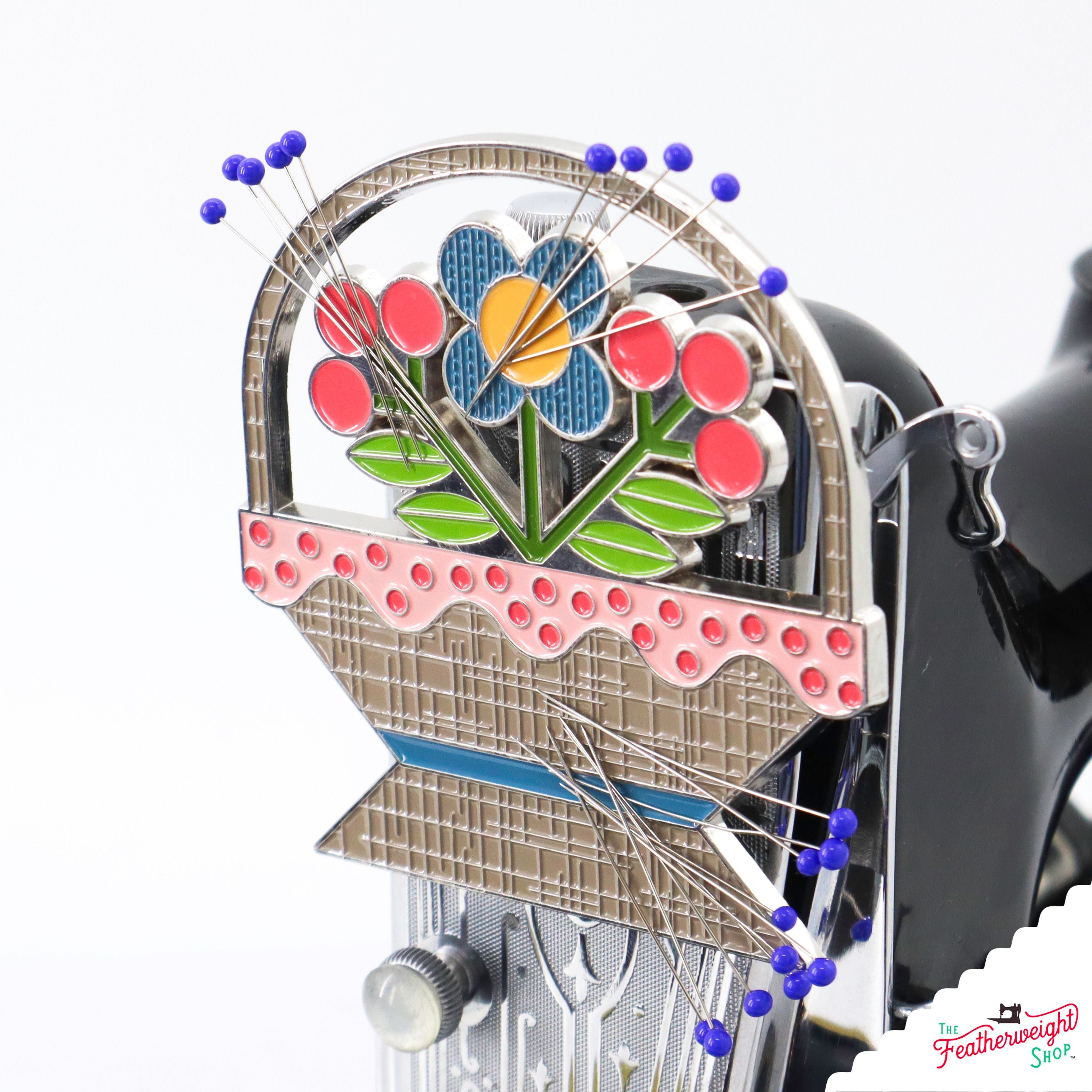 Lori Holt Flower Basket Needle Minder - Magnetic Pin Cushion for Sewing, Quilting & Embroidery - Perfect for Crafters and DIY Enthusiasts