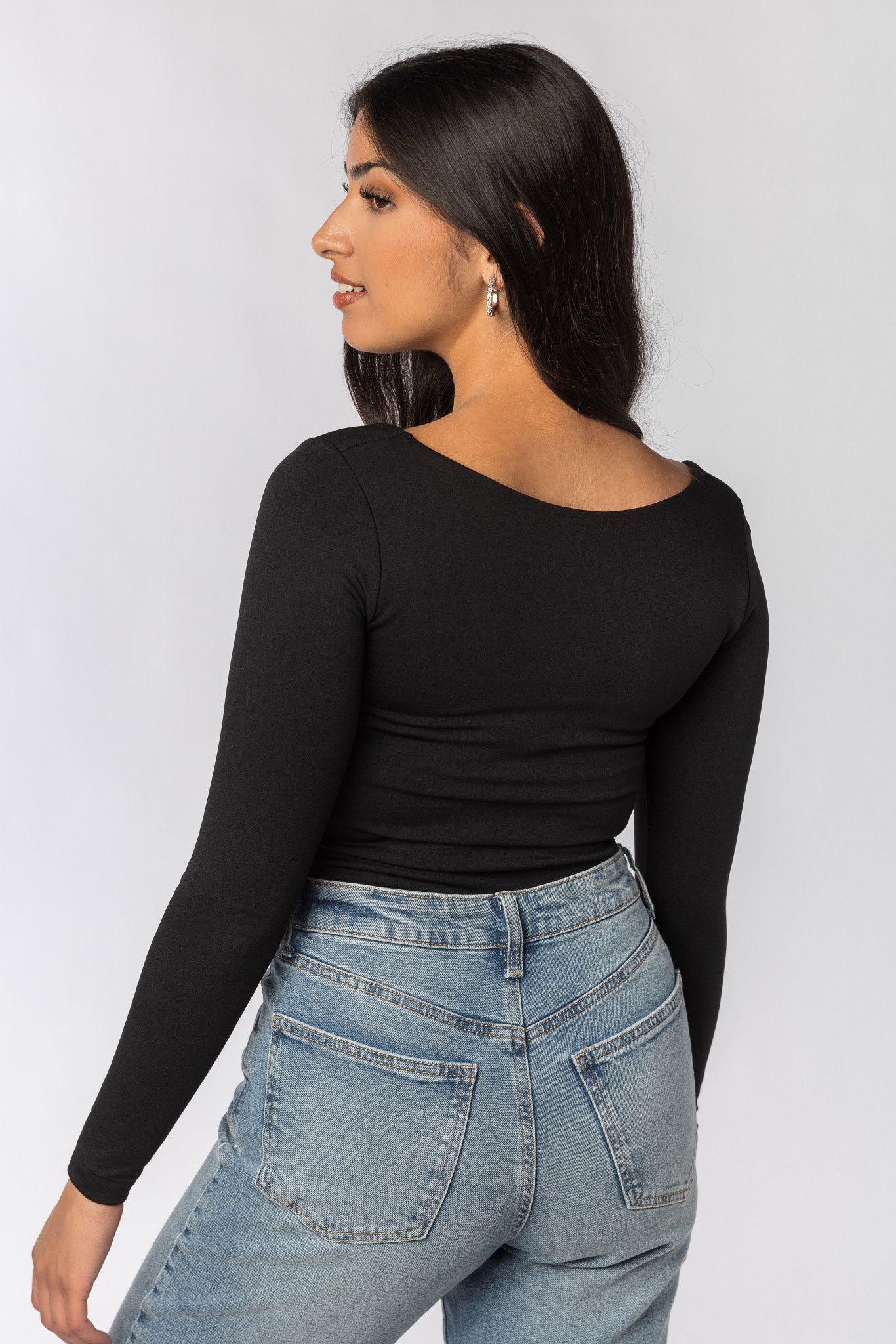Seamless Fleeceback Square Neck Long Sleeve Top for Women - Soft Thermal Winter Shirt for Layering, Yoga & Casual Wear