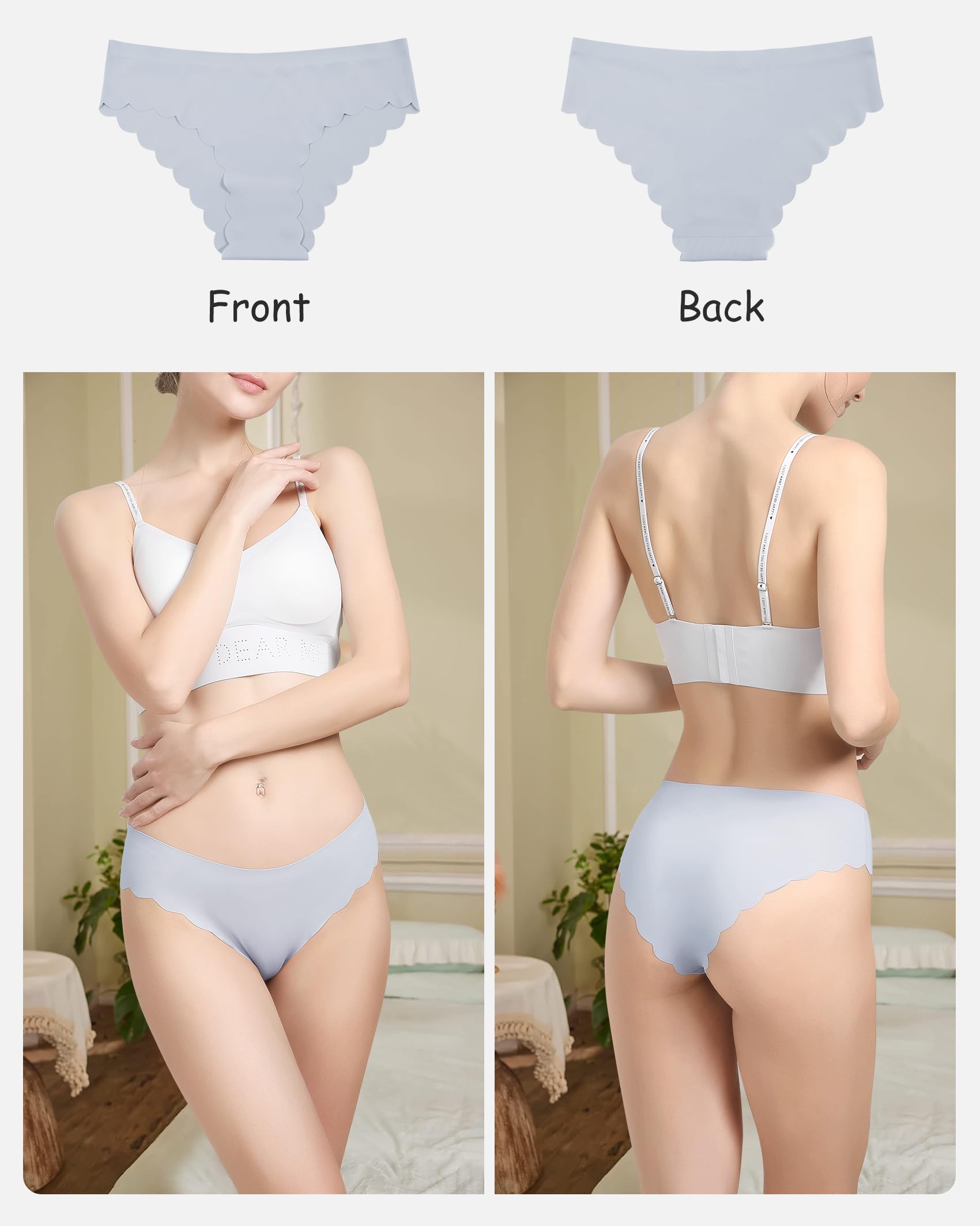 LEVAO Seamless Underwear for Women - No Show Ice Silk Bikini Panties 7 Pack (S-XL) | Breathable, Invisible & Comfortable Hipster Underwear with Wavy Sides | Perfect for Everyday Wear, Yoga & Workout