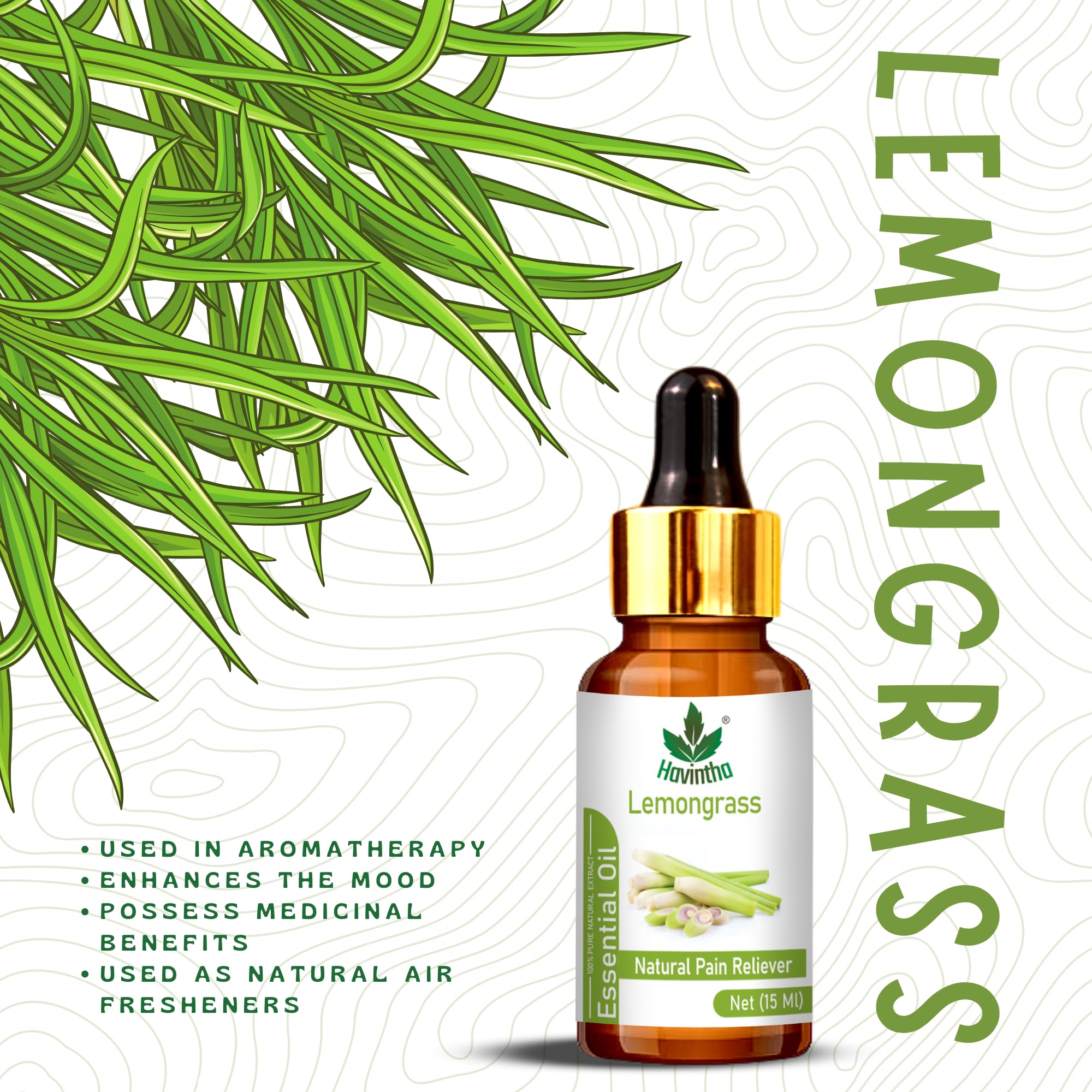 Pure Organic Lemongrass Essential Oil 15ml - Natural Skin Care & Stress Relief - Aromatherapy, Massage, Diffuser, DIY Beauty Products
