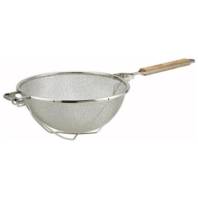 Winco MST 10RB 10-Inch Double Mesh Stainless Steel Strainer - Fine & Coarse Mesh for Cooking, Baking, and Draining Pasta or Vegetables