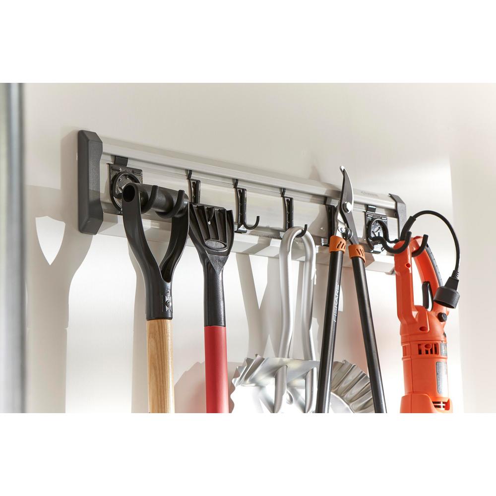 Gladiator 32-Inch GearTrack Garage Storage System with 5 Hooks - Wall Mounted Organizer for Tools, Bikes & Sports Equipment in Garage, Workshop or Shed