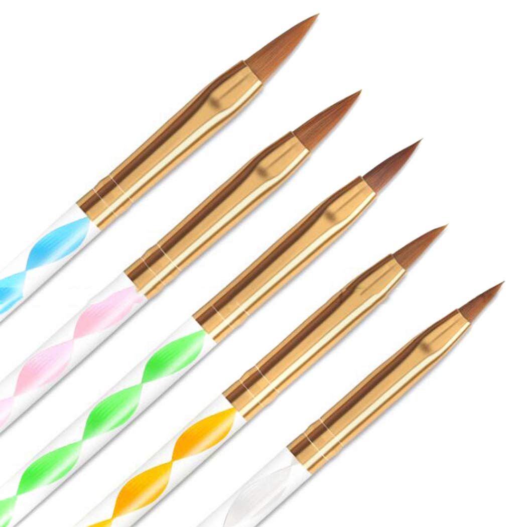 Boxoon 5PCS Professional Nail Art Brush Set - Assorted Nail Liner & Painting Brushes for Precise Nail Design - Perfect for Salon, Home Manicure & DIY Nail Art