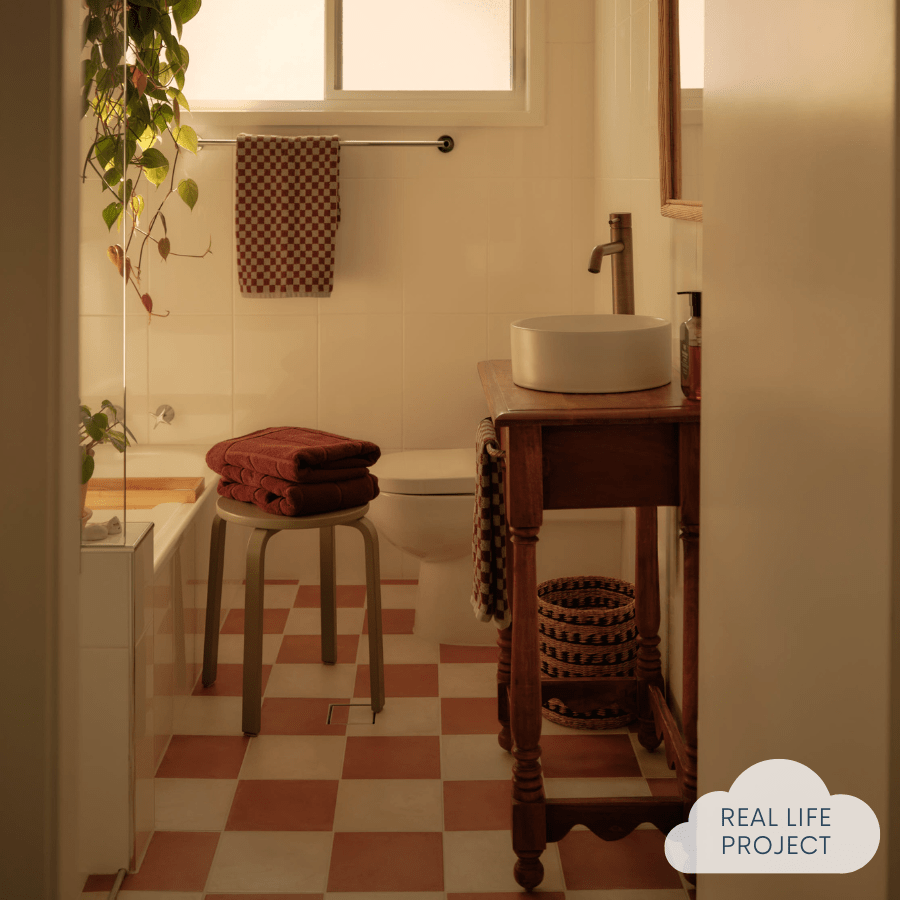 Bronte Checkerboard Terracotta & White Ceramic Tile - Stylish Floor and Wall Tile for Kitchen, Bathroom, and Backsplash