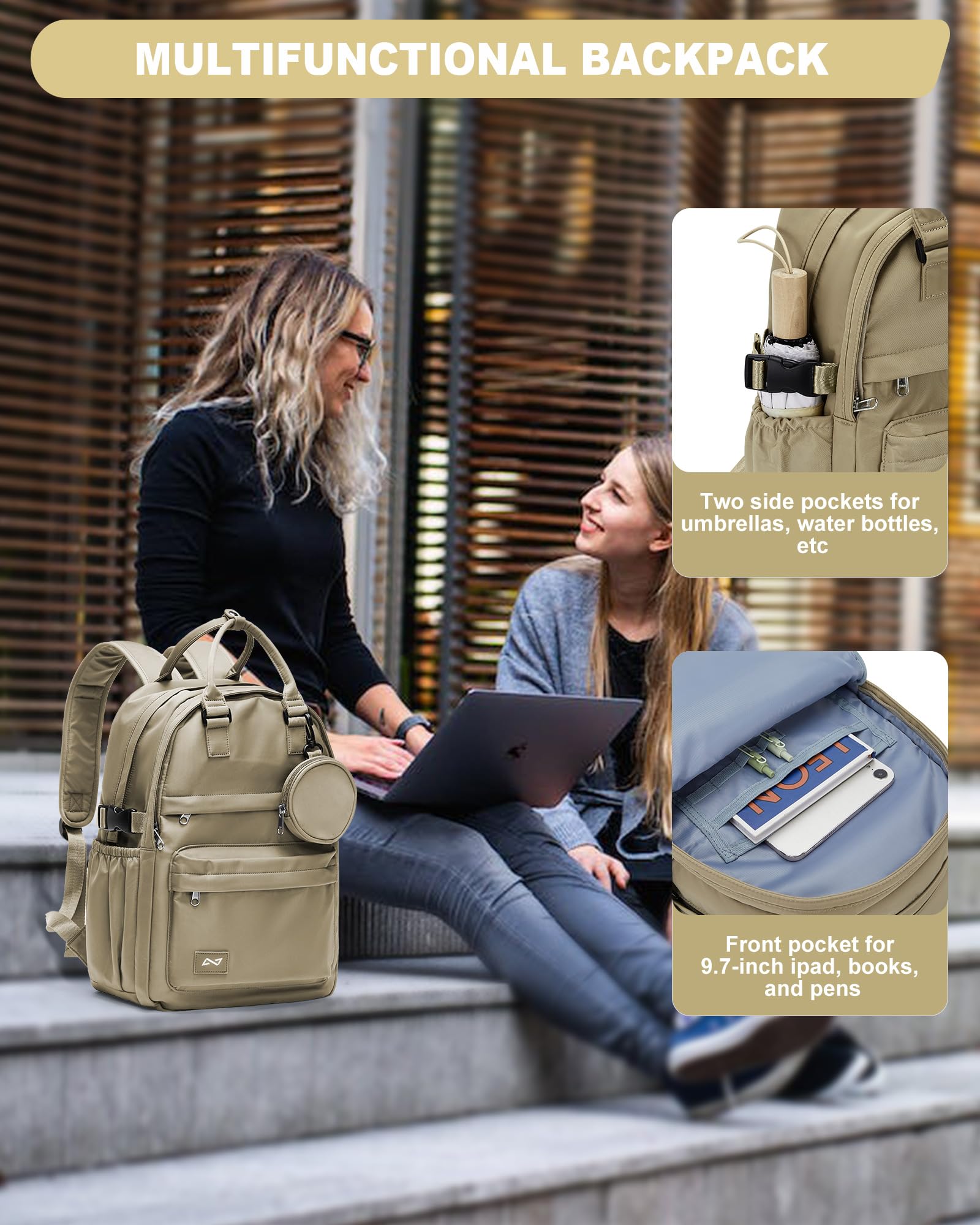 SIKAZAN Laptop Backpack for Women & Men - Durable School Backpack for High School, Middle School, University & Office Use - Perfect for Work, Travel & Daily Commute