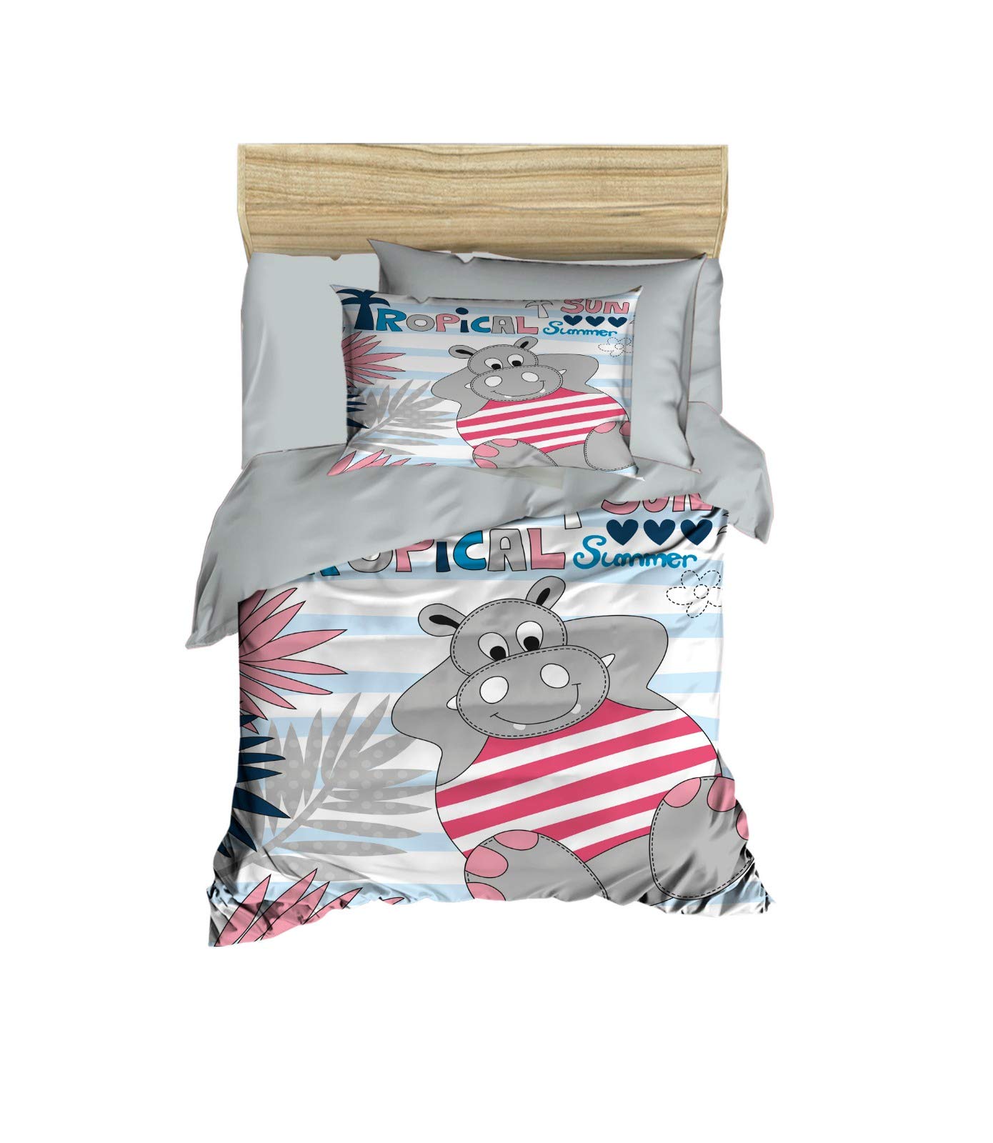 100% Cotton Baby Bedding Set - Adorable Hippopotamus Theme Nursery Crib Set for Boys & Girls | 5-Piece Duvet Cover with Comforter | Perfect for Newborns, Infants & Toddlers | Soft & Breathable Nursery Essentials for Sweet Dreams
