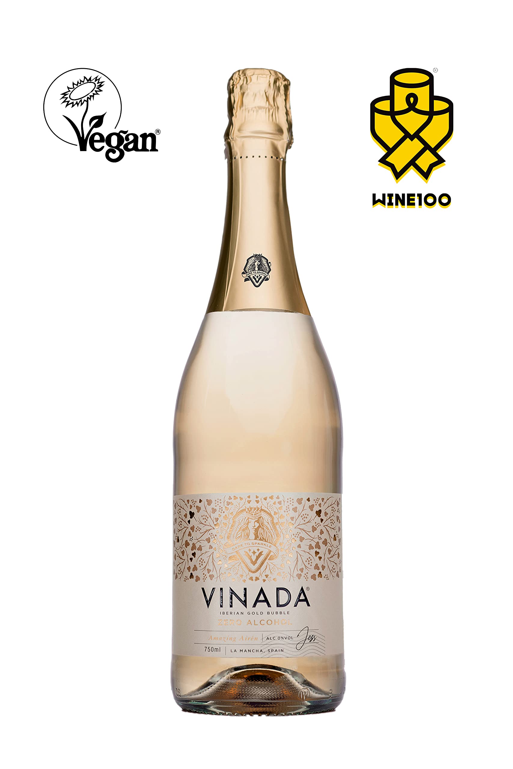 VINADA Sparkling Gold & Crispy Chardonnay Alcohol-Free Wine Variety Pack - 8 x 750ml Bottles - Perfect for Parties, Celebrations & Sober Living
