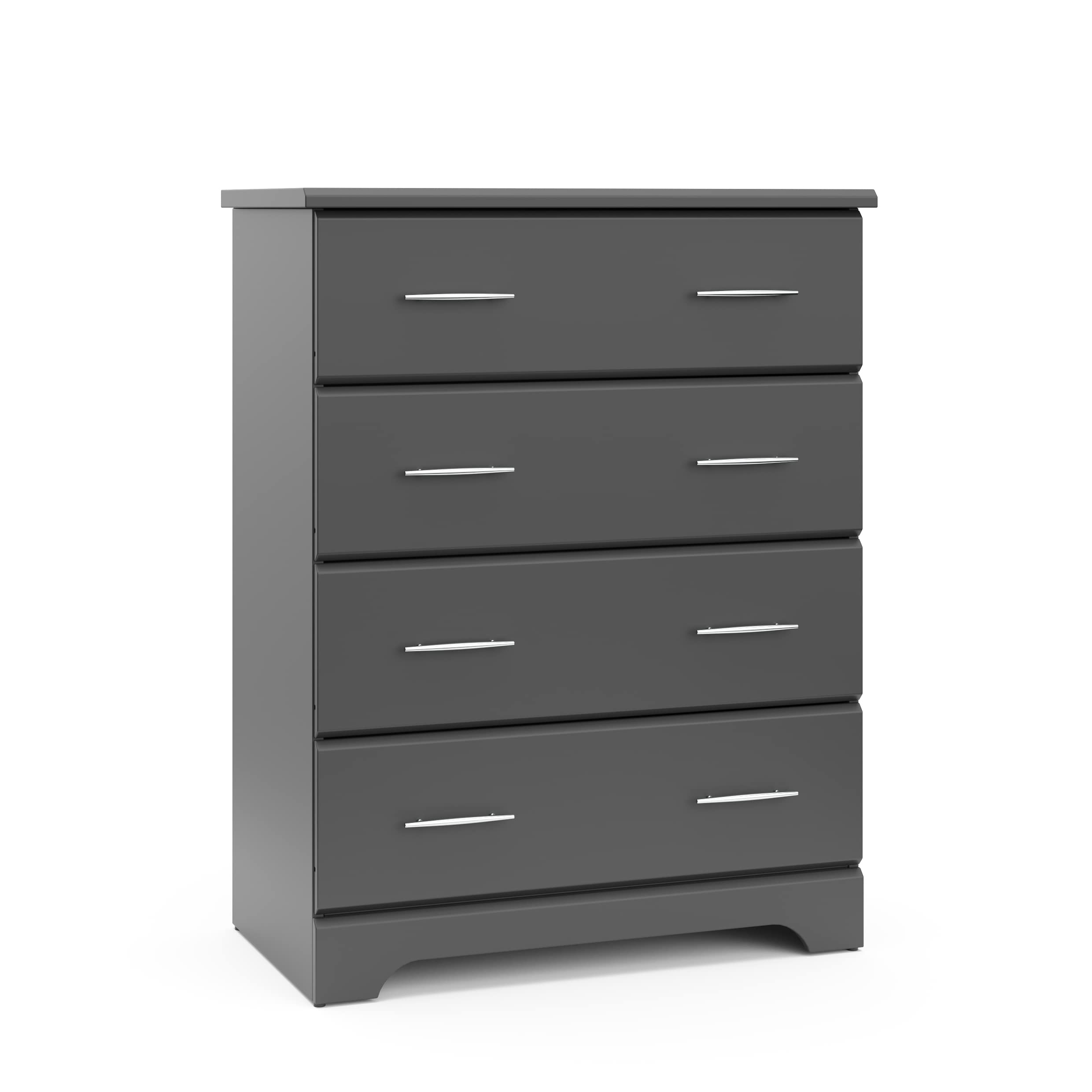 Storkcraft Brookside 4-Drawer Dresser in Gray - GREENGUARD Gold Certified Nursery Dresser, Kids' Room Storage Organizer, Sturdy Chest of Drawers for Baby & Toddler Bedrooms | Perfect for Clothes, Toys & Nursery Organization
