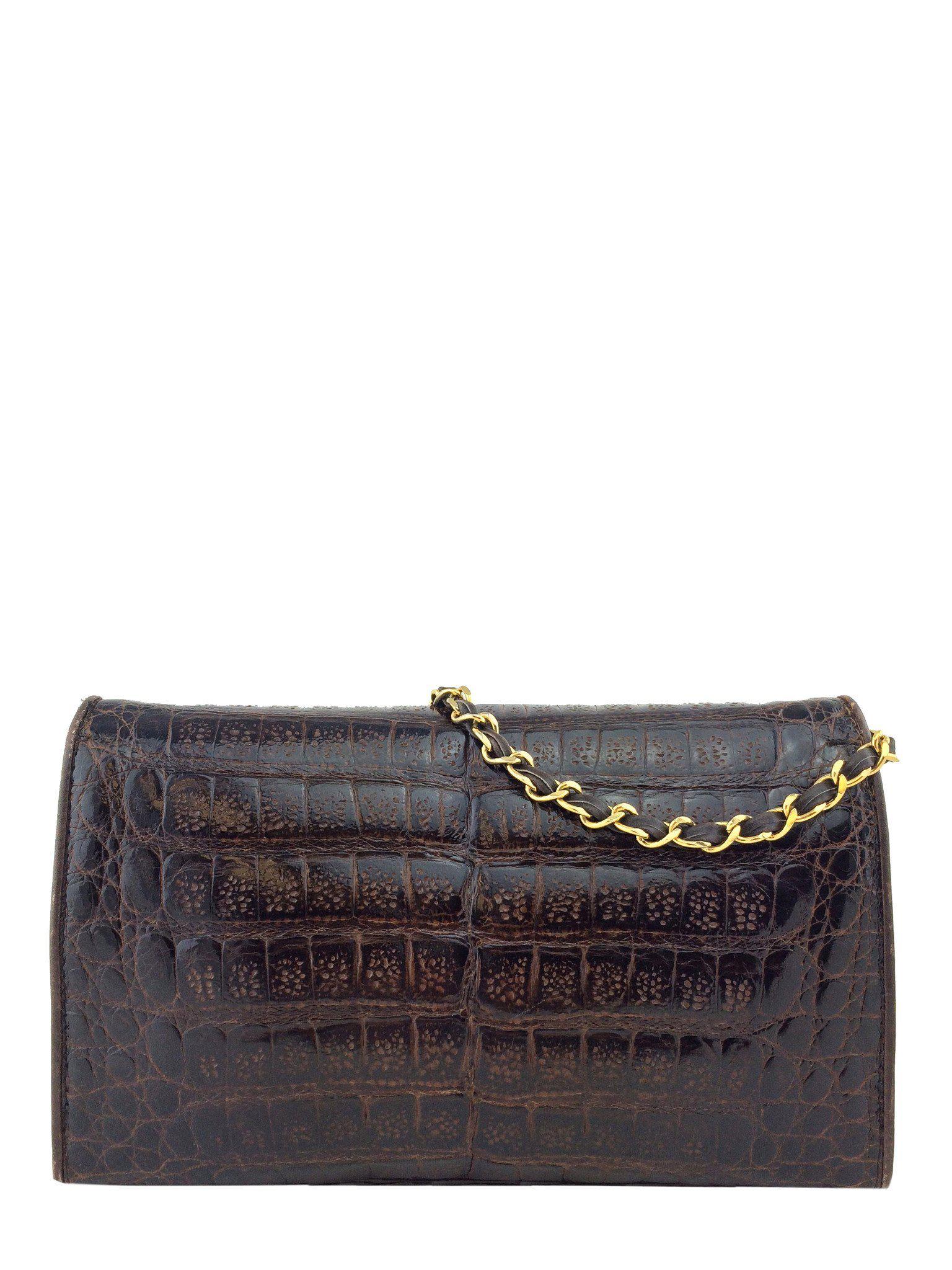 Vintage Chanel Crocodile Leather Flap Shoulder Bag - Luxury Designer Handbag for Women, Perfect for Evening Parties & Special Occasions