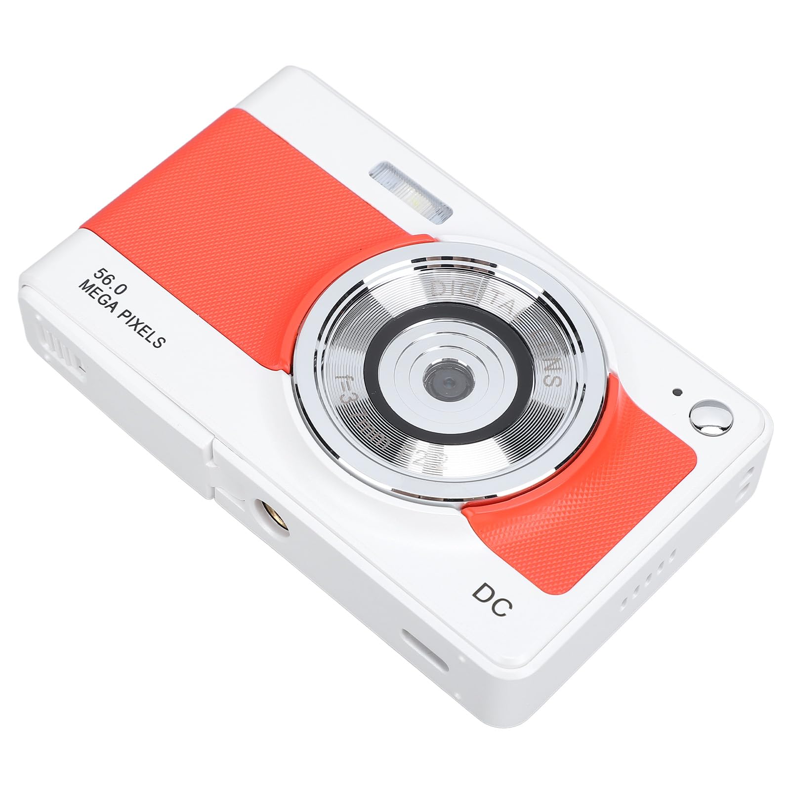 56MP Digital Camera FHD 1080P with 8X Zoom & Anti-Shake - Compact Point and Shoot Camera for Teens, Kids, Seniors & Beginners (White/Orange) - Perfect for Travel, Vlogging, Birthday Gifts & Everyday Photography