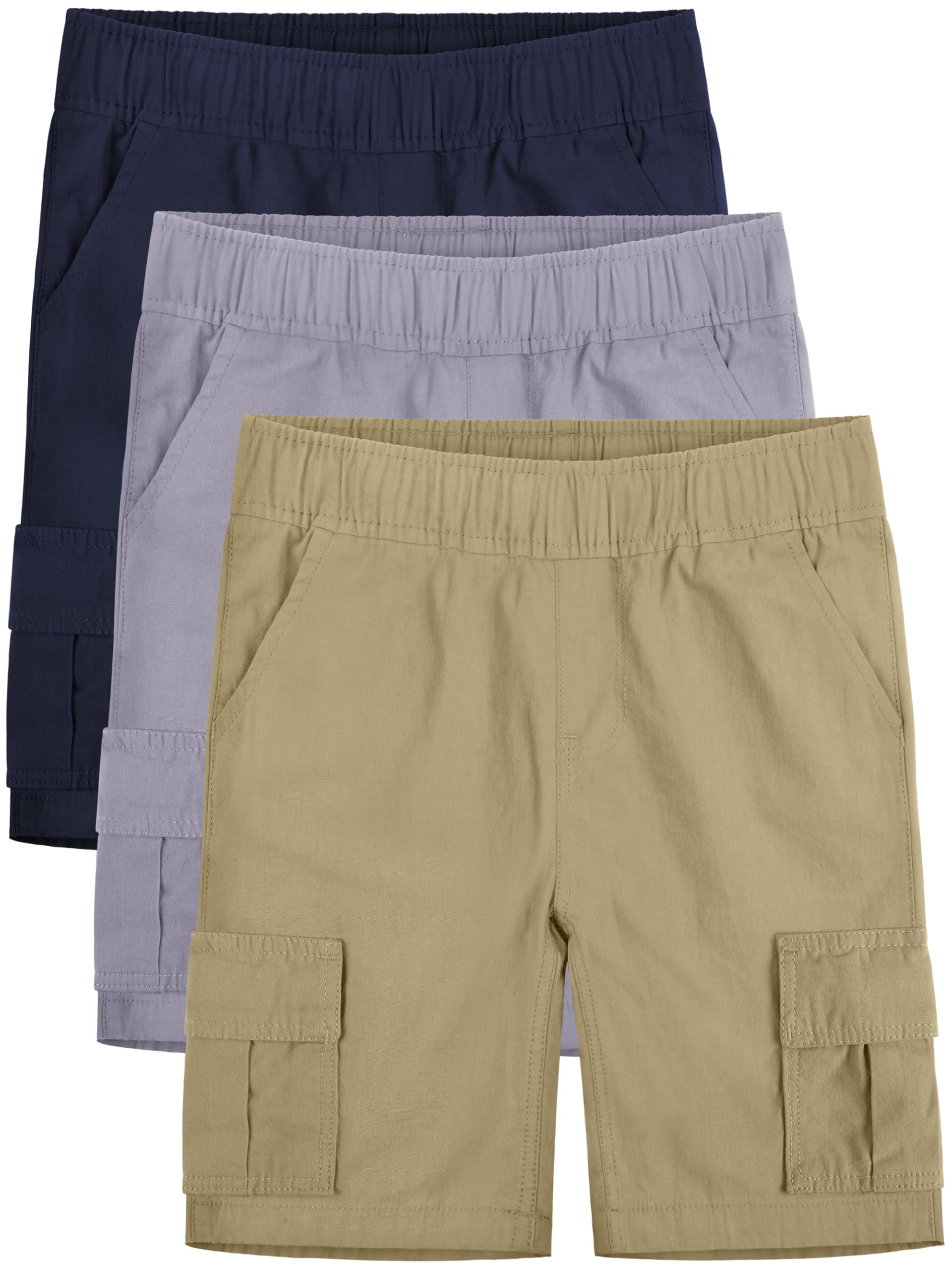 OHD 3 Pack Boys School Uniform Shorts - Comfortable Jogger Pants for Summer, School & Play - Breathable Kids Uniform Shorts for Daily Wear & Activities