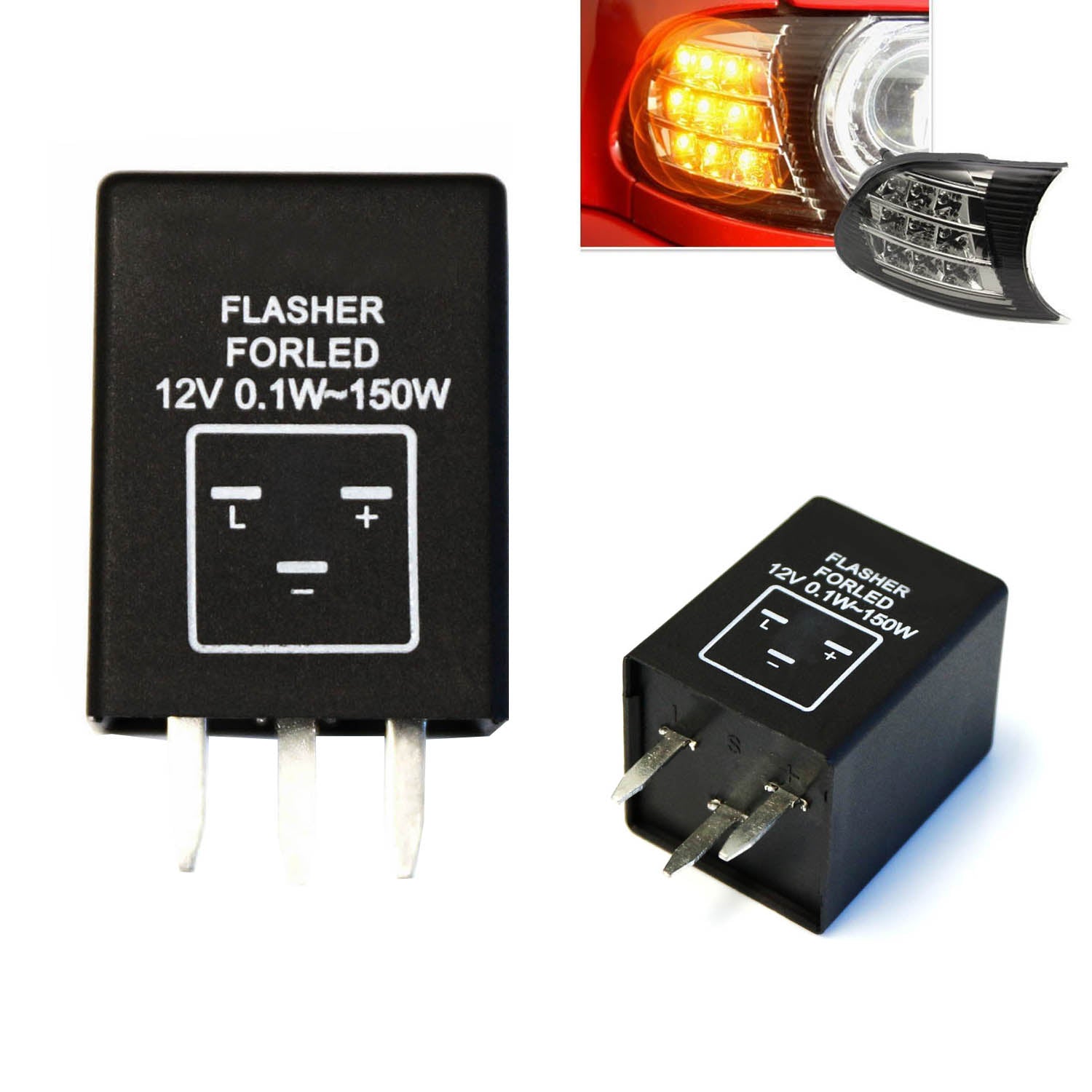 3 Pin EP28 Electronic LED Flasher Relay - Fix Hyper Flash Issue for Turn Signal Bulbs | Compatible with Cars, Trucks & Motorcycles | Easy Installation Solution