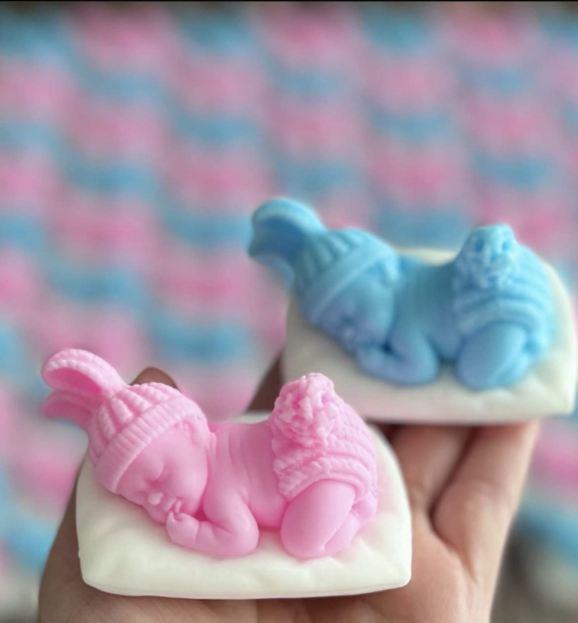 NATURE DEWS Baby Shower Soap Gift Set - 2 Pack (45g Each, Pink & Blue) | Organic Handmade Soap for Newborns | Baby Shower Party Favors, Decorations & Personalized Gifts | Perfect for Gender Reveal, Welcome Baby & Nursery Decor