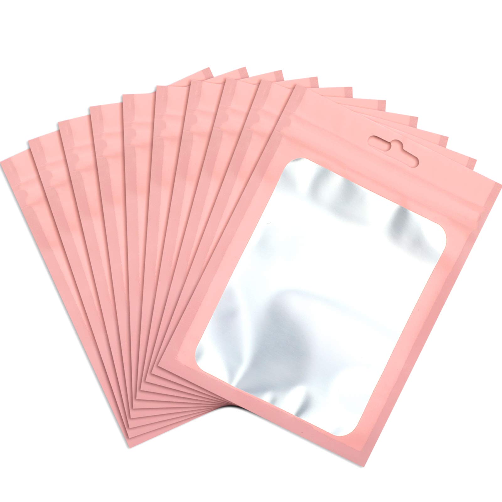100-Pack Smell Proof Mylar Bags with Clear Window - Resealable Holographic Storage Bags for Food, Jewelry, Lip Gloss & Eyelash Packaging - Ideal for Small Business & Home Organization (5x7 Inches)