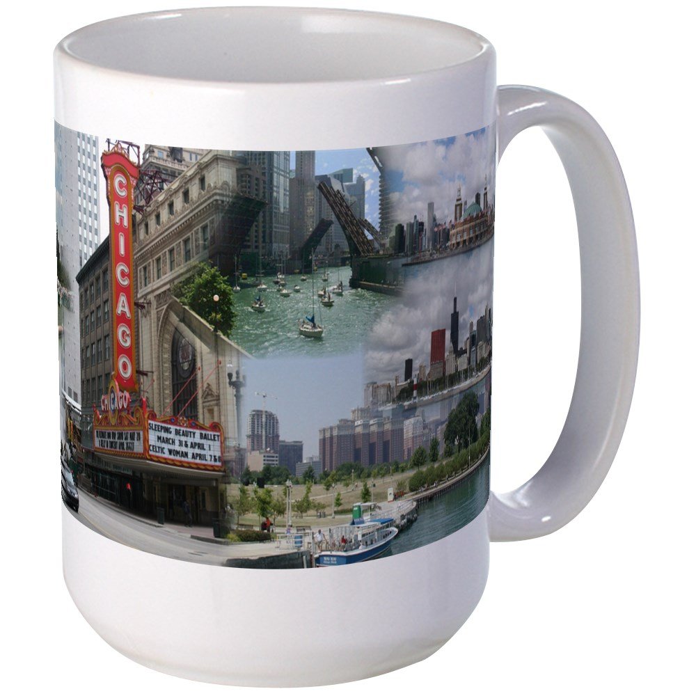 Chicago Collage Large 15 oz. White Coffee Mug - Premium Ceramic Travel Cup for Office, Home & Gifts - Dishwasher & Microwave Safe