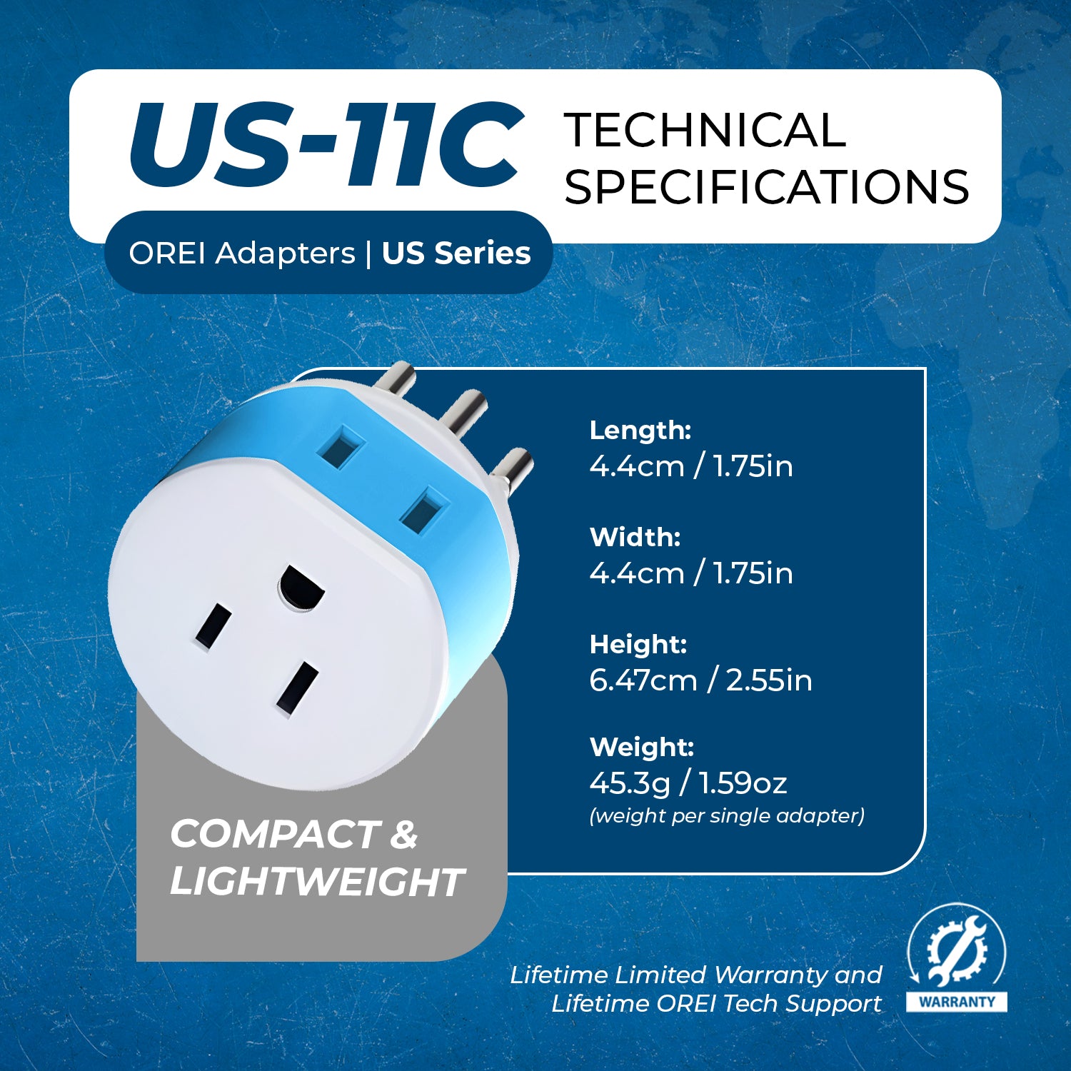 Brazil Travel Adapter - 2 in 1 Type N Plug with Compact Design (US 11C) - Perfect for Charging Phones & Laptops in Brazil Hotels & Airports