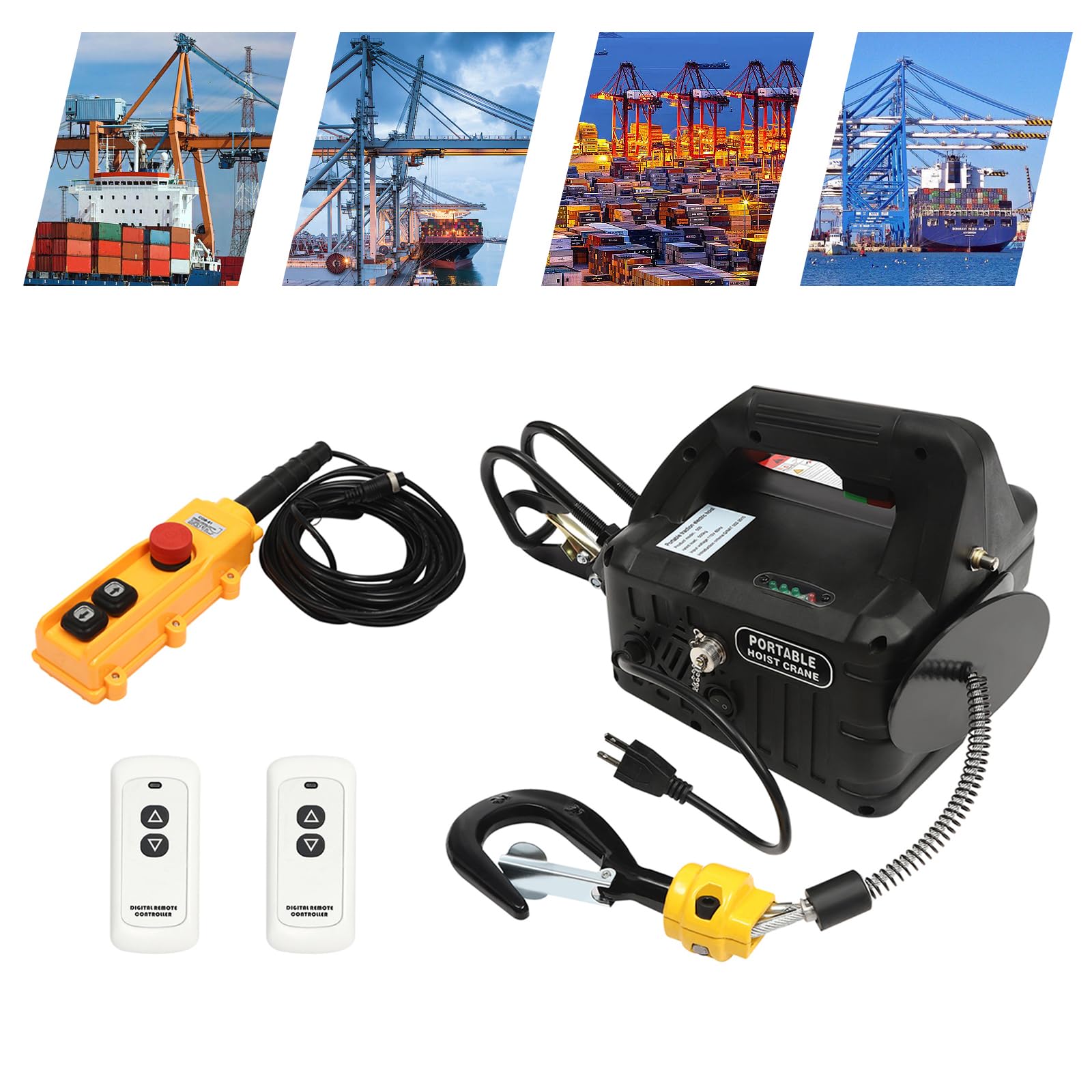 1100 LBS Electric Hoist Winch - 3-in-1 Portable Winch with Wireless Remote & Pendant Control - 1500W 110V - 24.93FT Lift Height - for Warehouse, Factory, Garage, Construction & Home Use (Black)