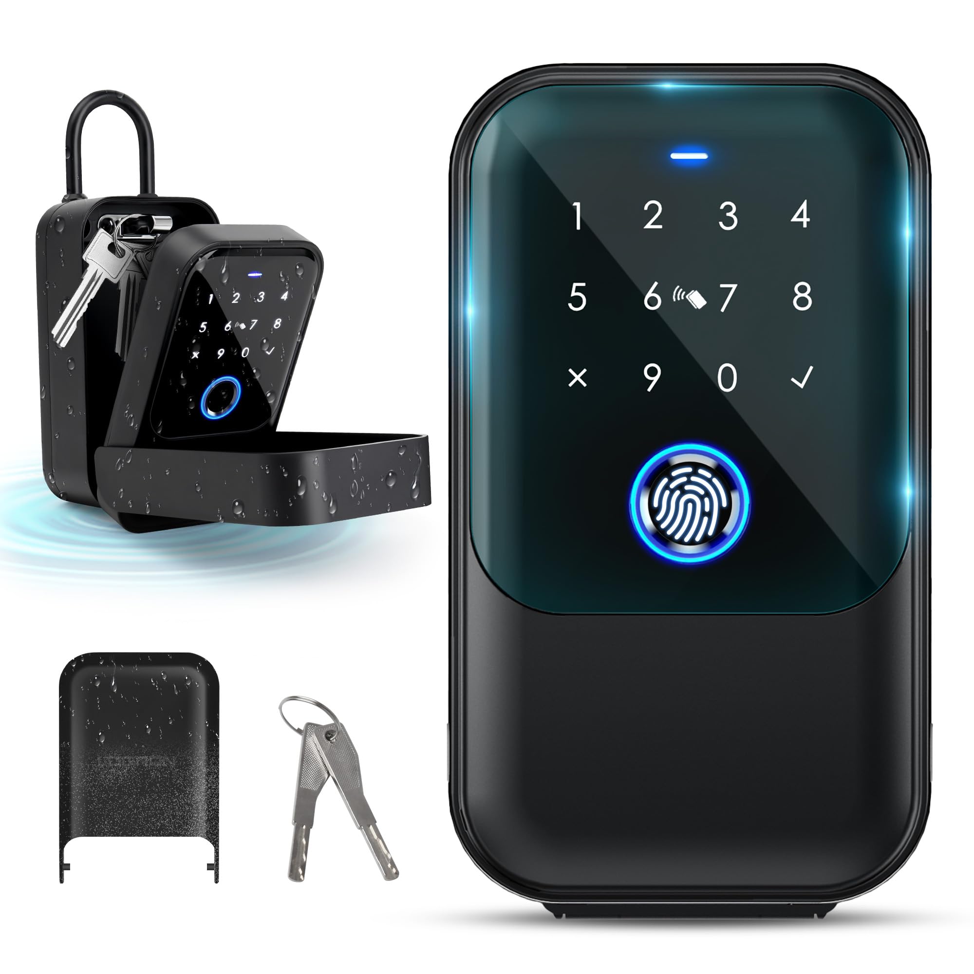 Smart Key Lock Box with Bluetooth & Fingerprint - APP Controlled Secure Key Storage for Homeowners, Realtors & Airbnb Hosts | Weatherproof Outdoor Key Safe with Multiple Access Codes (Ideal for Vacation Rentals, Property Management & Key Exchange)