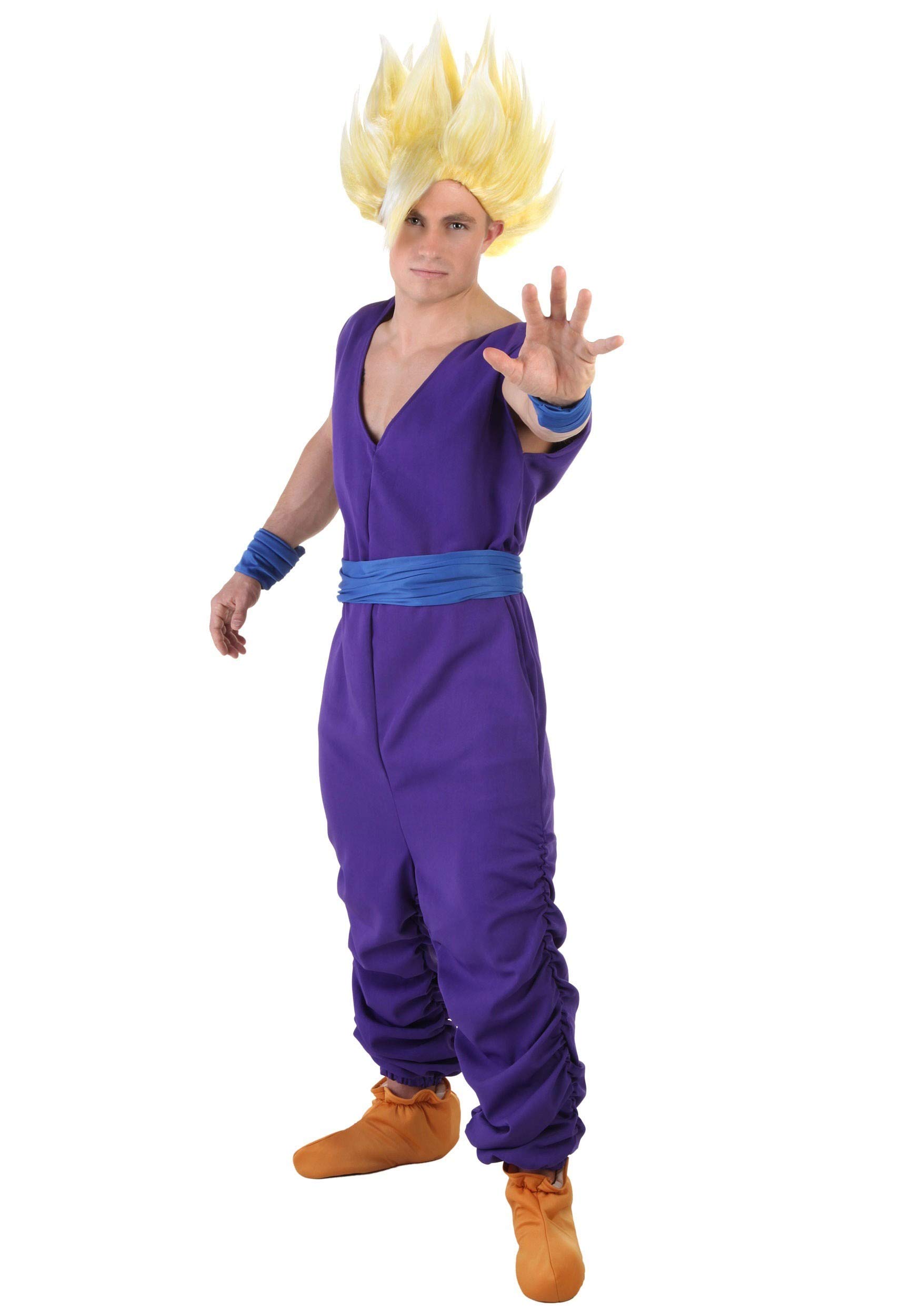Dragon Ball Z Gohan Super Saiyan Adult Cosplay Costume - Official Licensed Anime Outfit with Faux Leather Boot Covers - Medium Size Purple - Perfect for Halloween, Comic Con & Anime Conventions