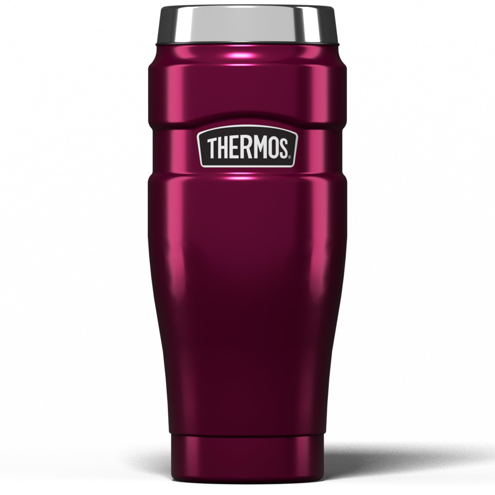 Thermos Stainless King Vacuum Insulated Travel Tumbler - 16oz (470ml) Double-Wall Insulation Keeps Drinks Hot/Cold for Hours - Perfect for Commuting, Camping & Outdoor Adventures - Raspberry Red
