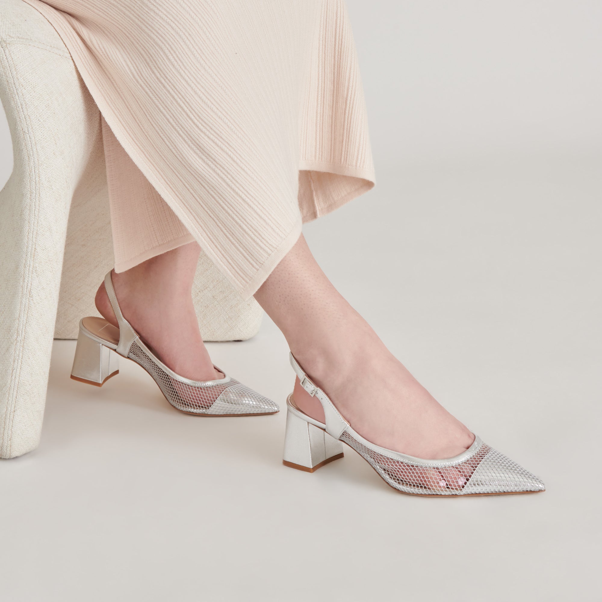 BLONDI Women's Silver Mesh High Heels - Elegant Party & Evening Dress Shoes for Weddings, Prom, and Special Occasions