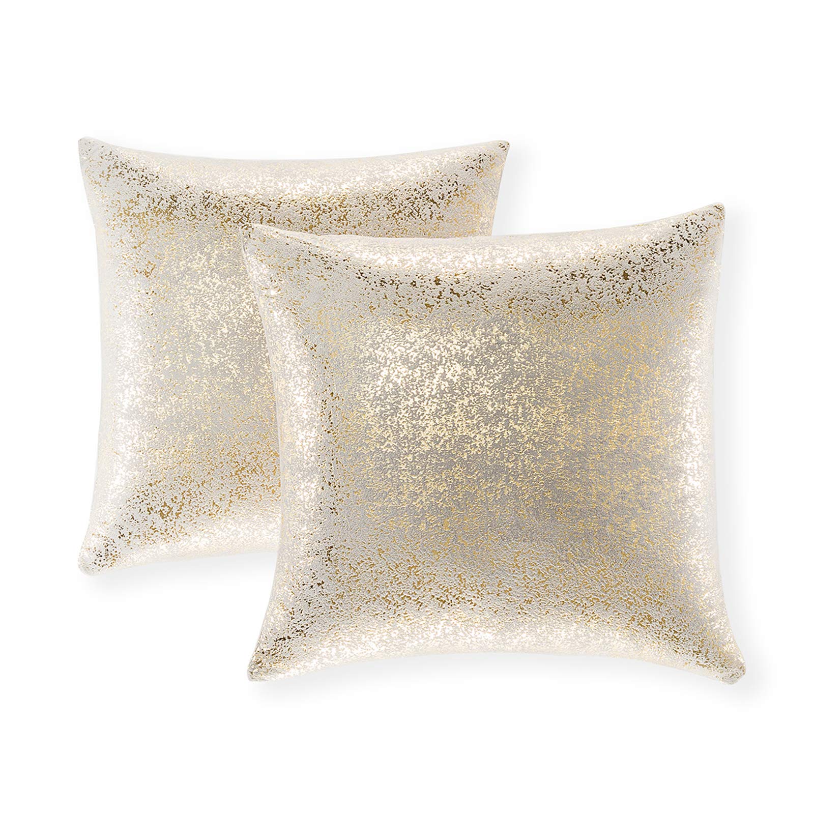 Xinrjojo Set of 2 Decorative Square Throw Pillow Covers 18x18 Inch - Soft Cushion Cases with Invisible Zipper for Sofa, Couch, Chair, Bedroom & Car - Light Gray & Bronze Home Decor | Perfect for Living Room Accents, Cozy Bedding & Auto Interior Styling
