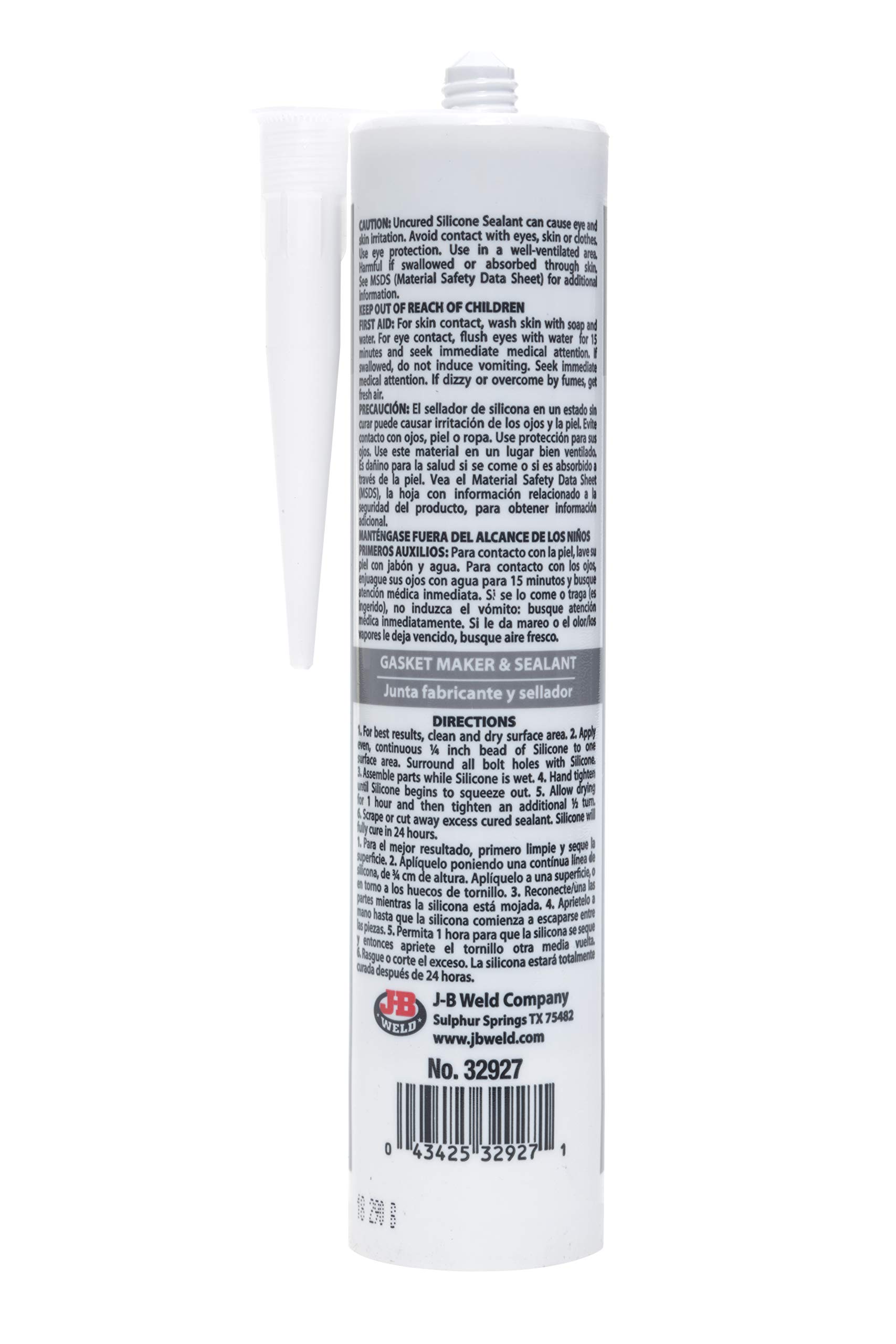 J-B Weld 32927 Ultimate Grey RTV Silicone Gasket Maker & Sealant - 9.5 oz Tube - High Temp Automotive, Marine & Industrial Adhesive for Engine Gaskets, Valve Covers & Water Pumps