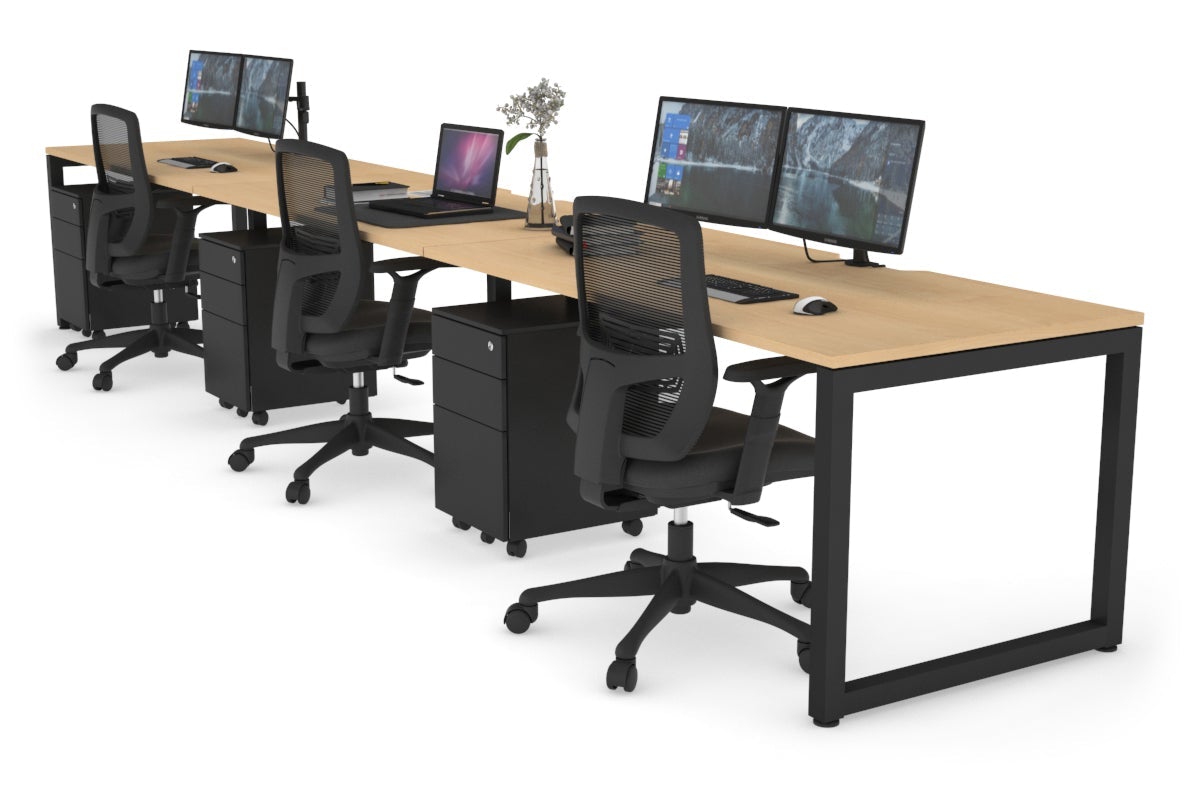 Ergonomic Quadro Loop Legs 3-Person Office Workstation - 47