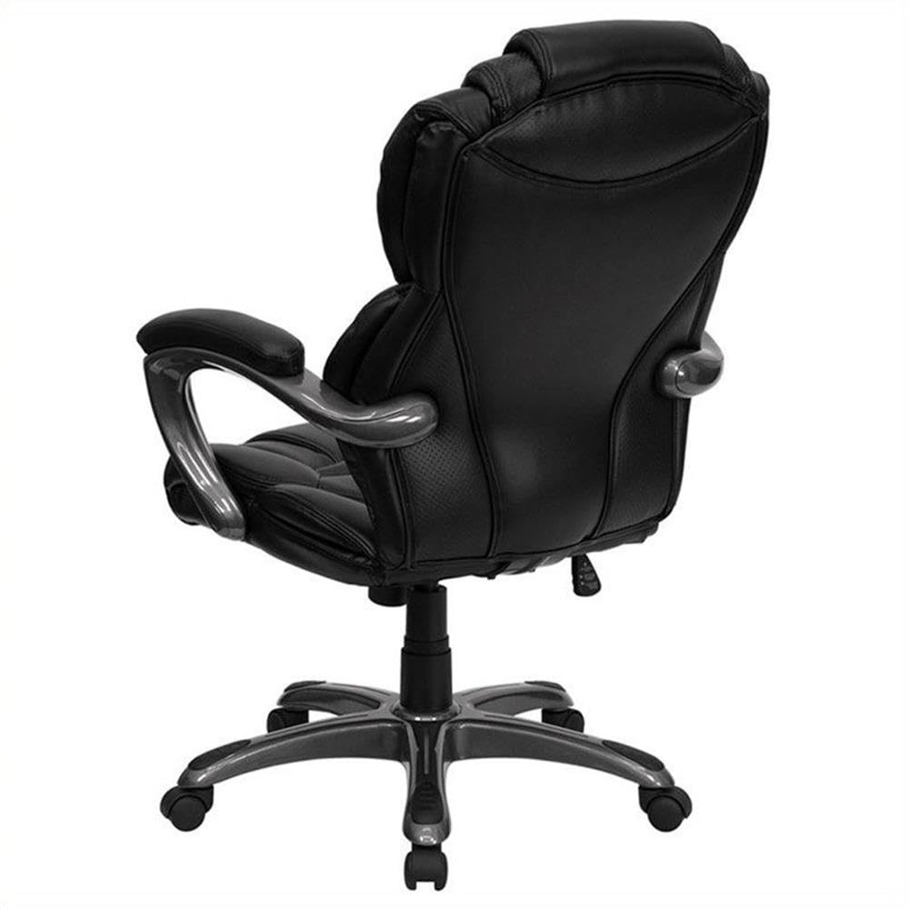 Premium High Back Office Chair with Leather Padded Loop Arms - Ergonomic Executive Desk Chair for Home & Office Workspaces, Long Hours Comfort
