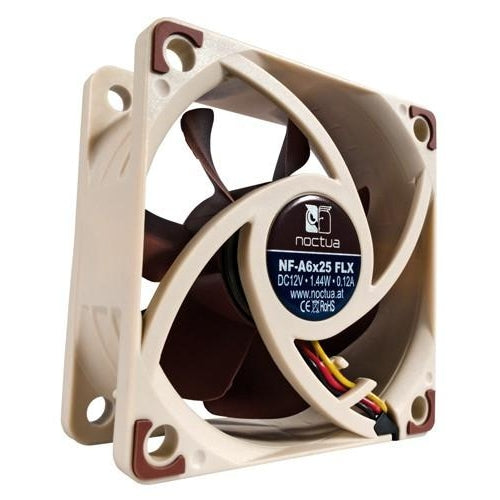 Noctua NF-A6x25 FLX 60x60x25mm Ultra Quiet Computer Cooling Fan - Perfect for Mini ITX Cases, HTPCs, and Small Form Factor PC Builds